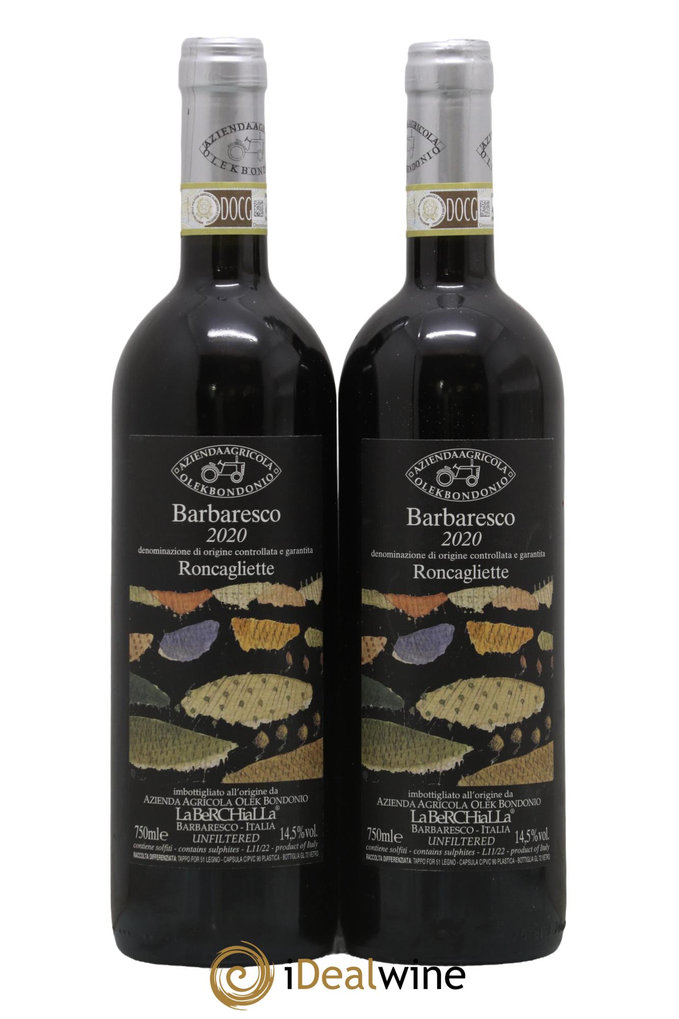 Barbaresco DOCG Roncagliette Olek Bondonio 2020 - Lot de 2 bouteilles - 0