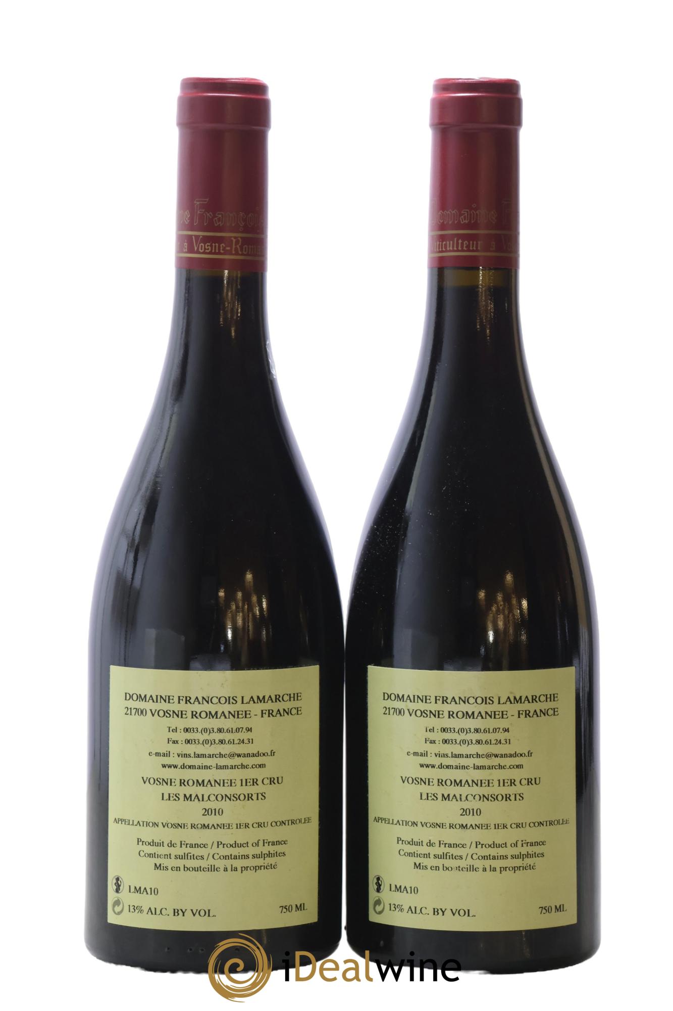 Vosne-Romanée 1er Cru Les Malconsorts Lamarche (Domaine) 2010 - Lotto di 2 bottiglie - 1