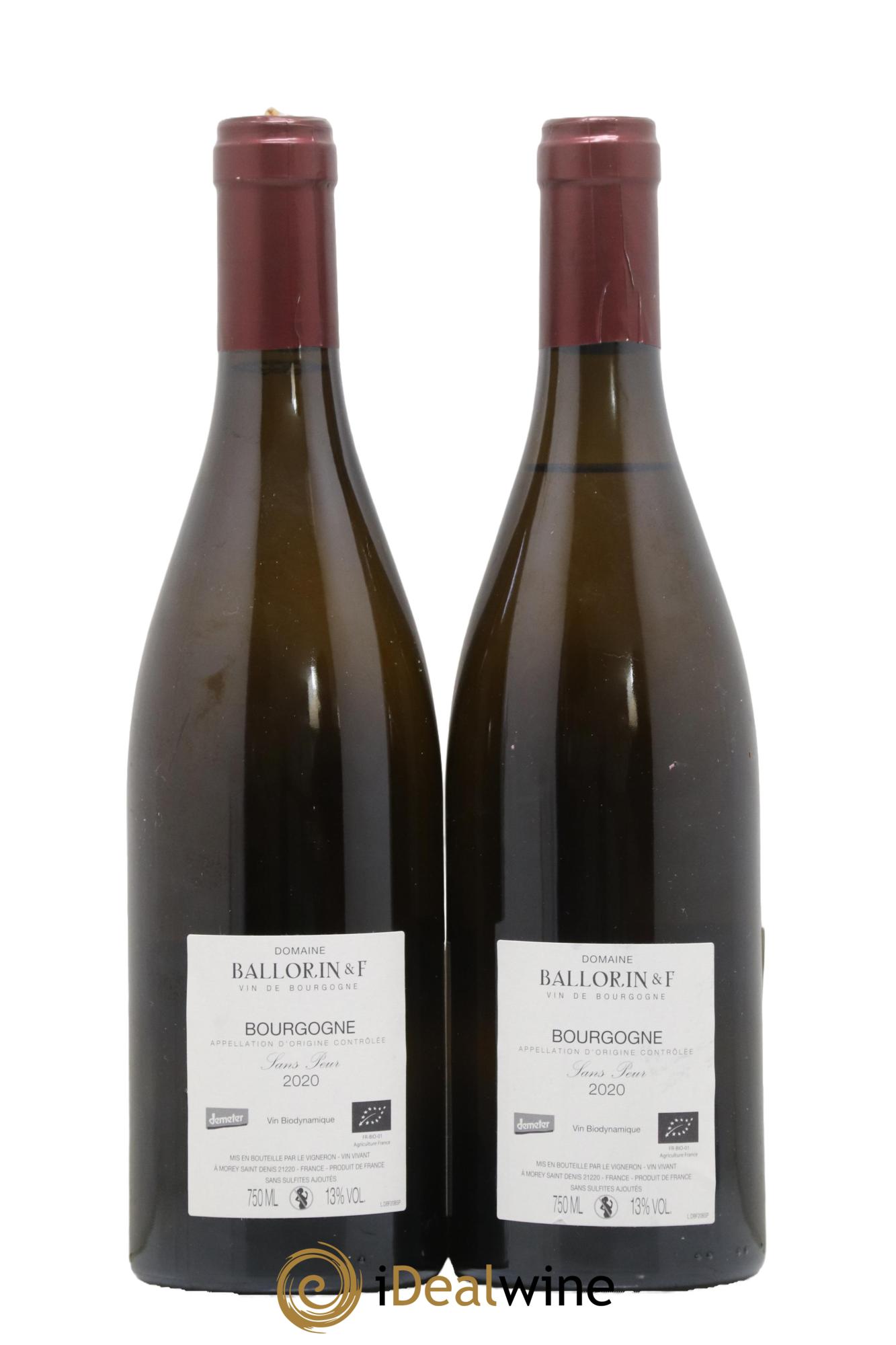 Bourgogne Sans Peur Ballorin & F(Domaine) 2020 - Lot de 2 bouteilles - 1