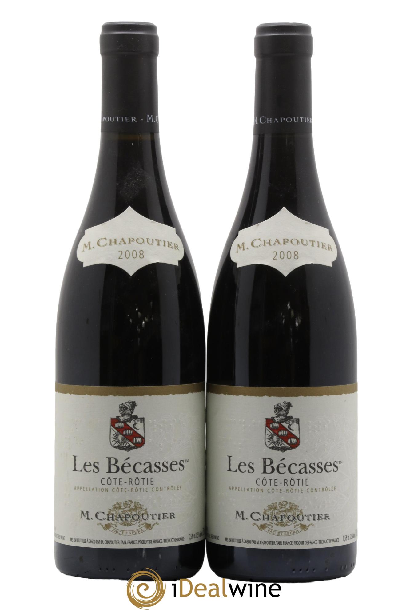 Côte-Rôtie Les Bécasses Chapoutier 2008 - Lot of 2 bottles - 0