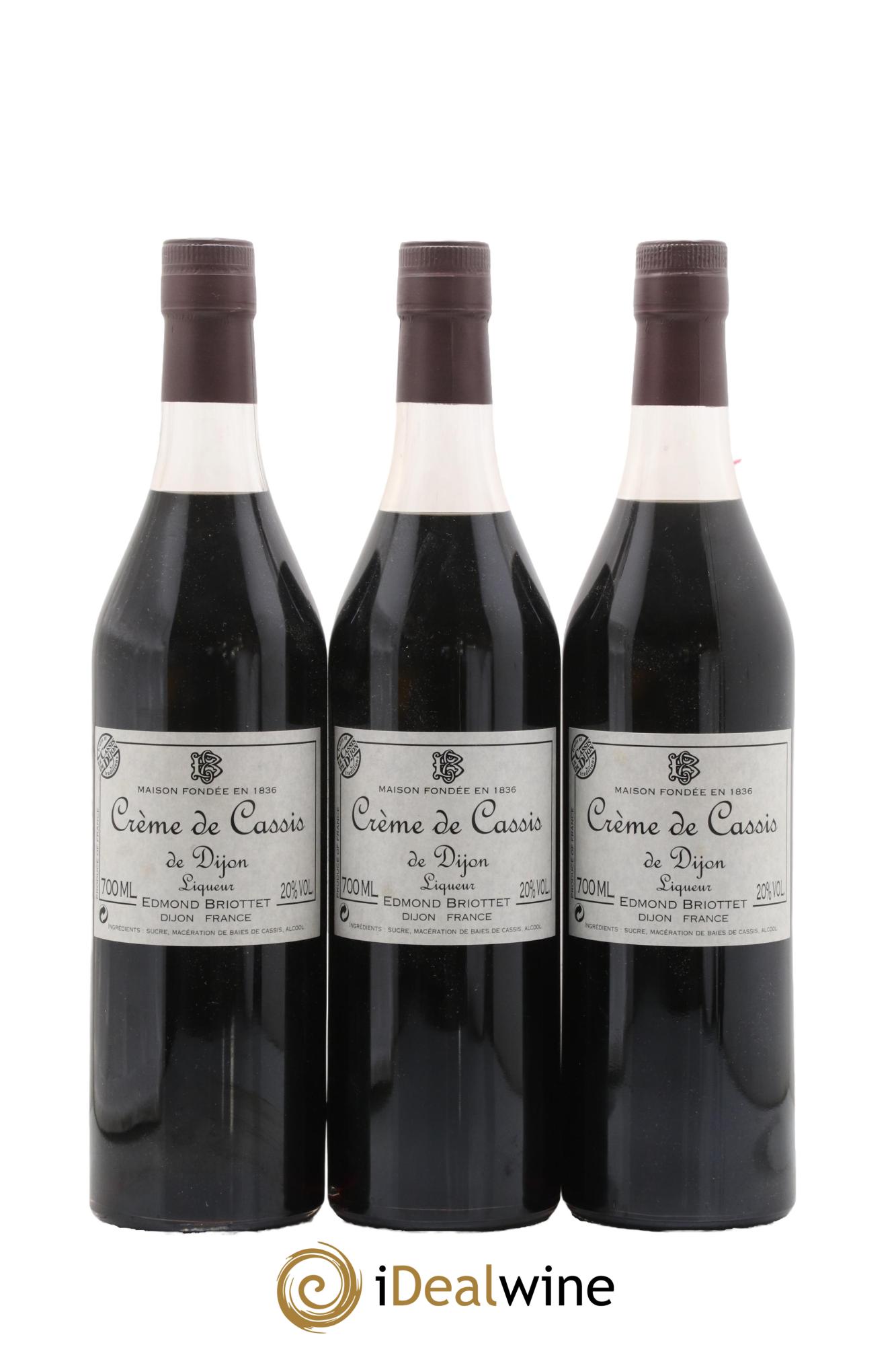 Divers Crème de Cassis Dijon Edmond Briottet - Lot de 3 bouteilles - 0