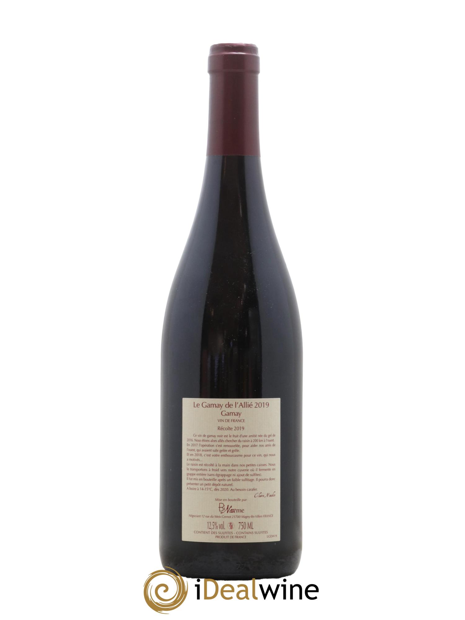 Vin de France Le Gamay de l'Allié Binaume Bizot-Naudin  2019 - Lot de 1 bouteille - 1