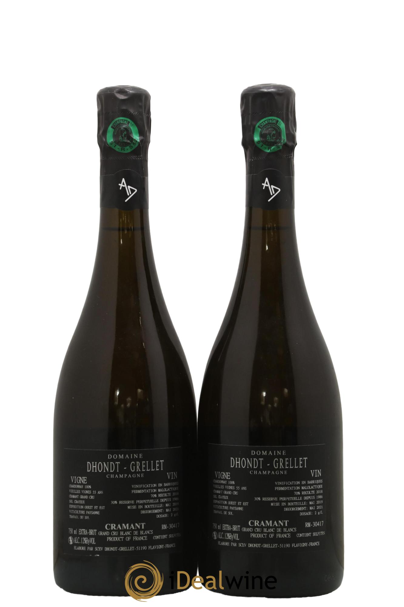 Cramant Dhondt Grellet  - Lot of 2 bottles - 1