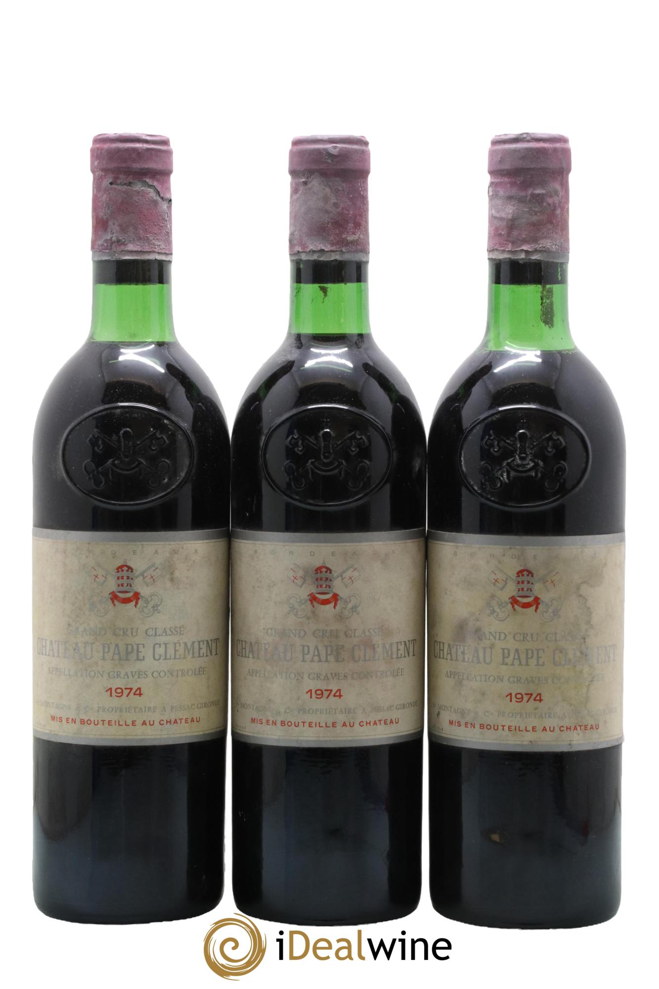 Château Pape Clément Cru Classé de Graves 1974 - Lot of 3 bottles - 0