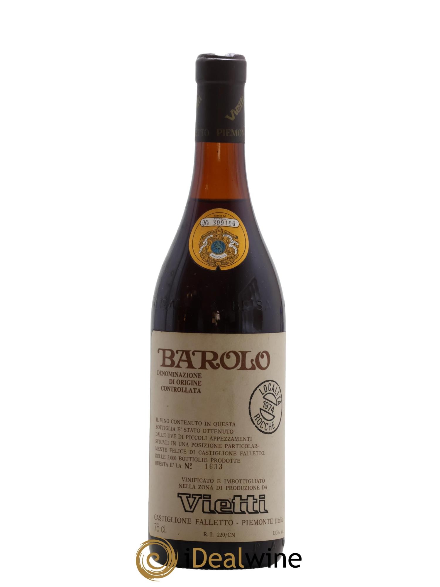 Barolo DOCG Le Rocche Vietti 1974 - Lot de 1 bouteille - 0