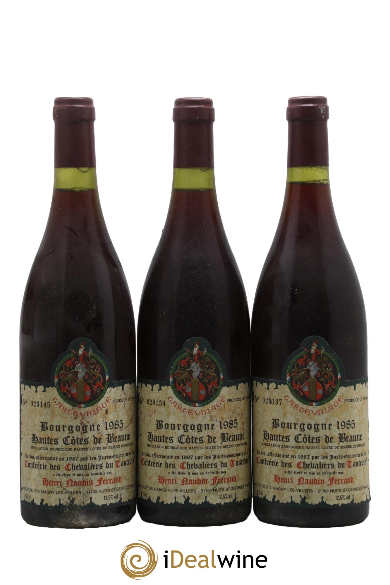 Hautes-Côtes de Beaune Naudin-Ferrand (Domaine) Tastevinage 1985 - Lot de 3 bouteilles - 0