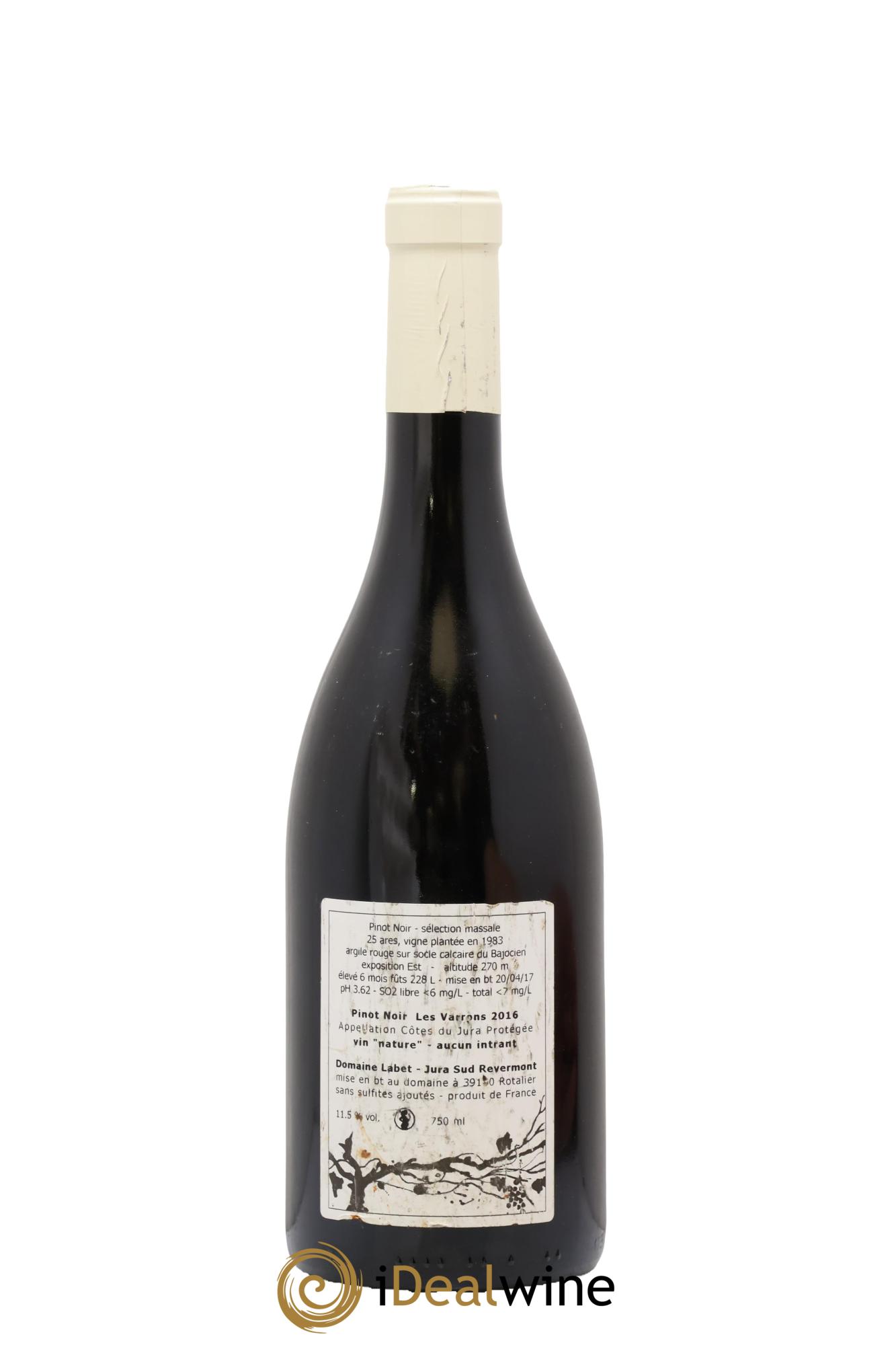 Côtes du Jura Pinot Noir Les Varrons Sélection Massale Romain - Julien  - Charline Labet 2016 - Lot de 1 bouteille - 1