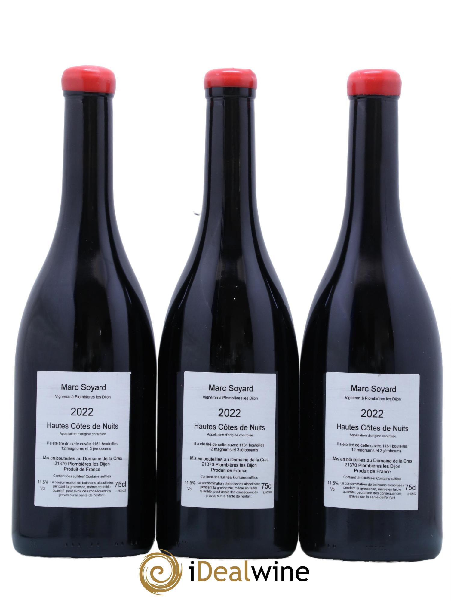 Hautes-Côtes de Nuits Domaine de la Cras - Marc Soyard 2022 - Lot de 3 bouteilles - 1