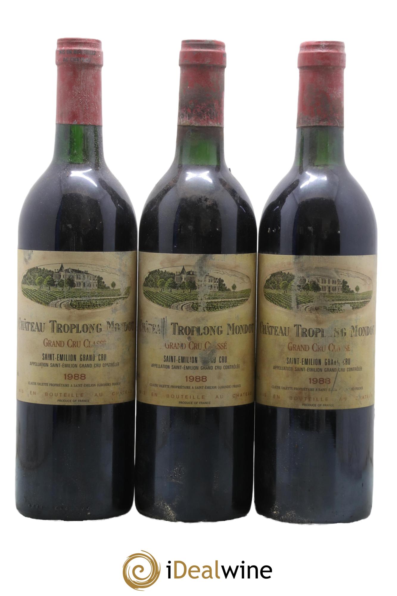 Château Troplong Mondot 1er Grand Cru Classé B 1988 - Lot de 3 bouteilles - 0