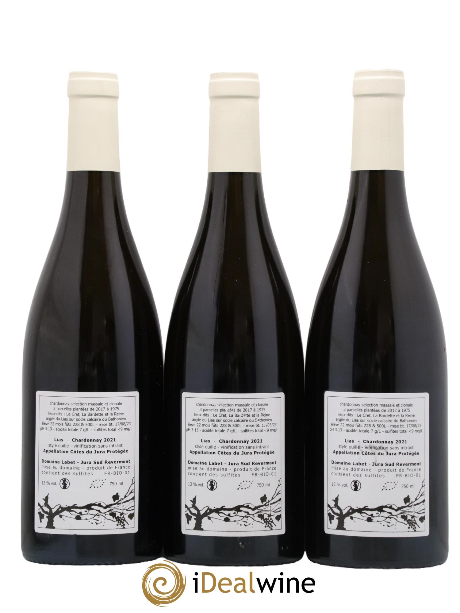 Côtes du Jura Chardonnay Lias Romain - Julien - Charline Labet 2021 - Lot de 3 bouteilles - 1
