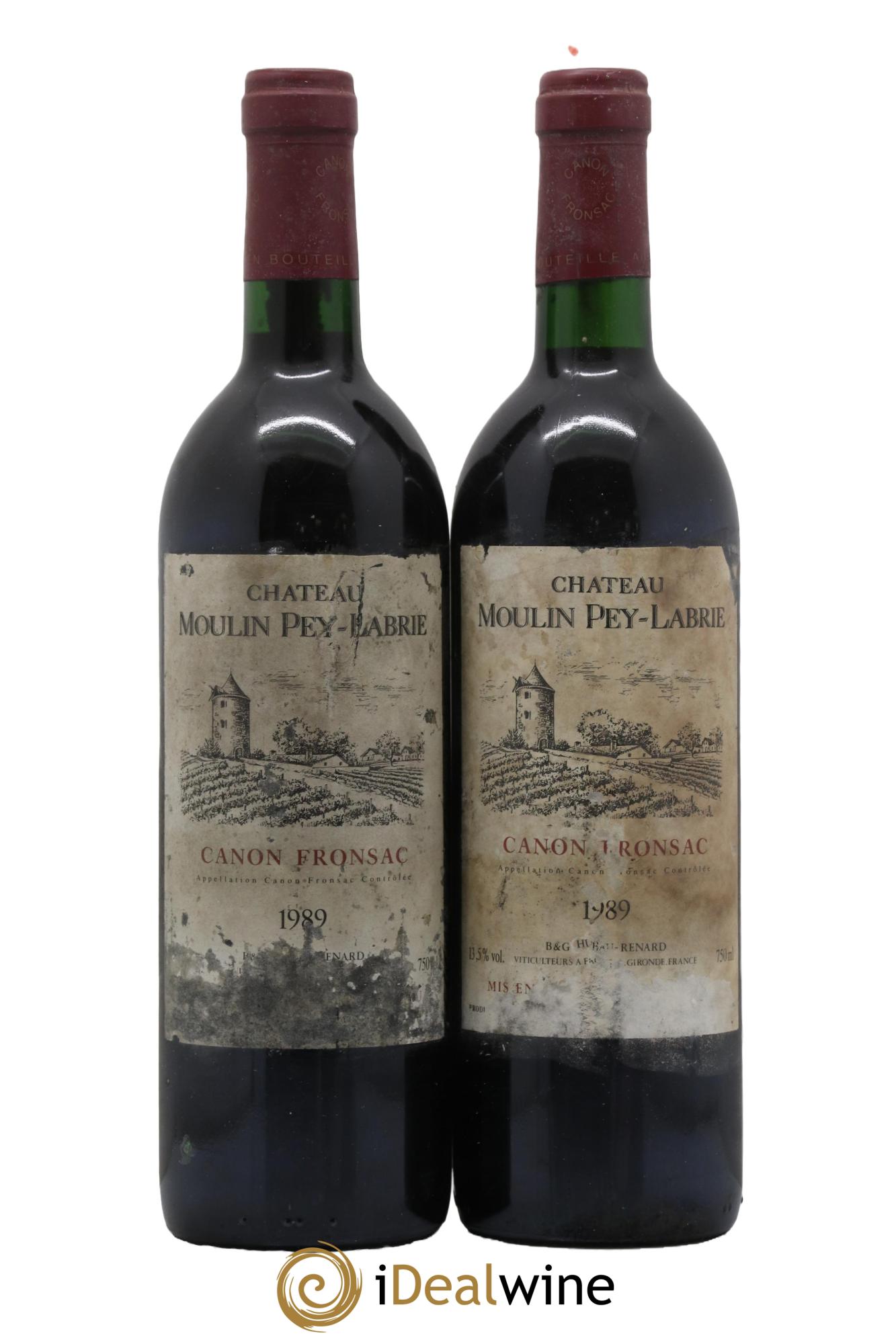 Château Moulin Pey-Labrie 1989 - Lot de 2 bouteilles - 0