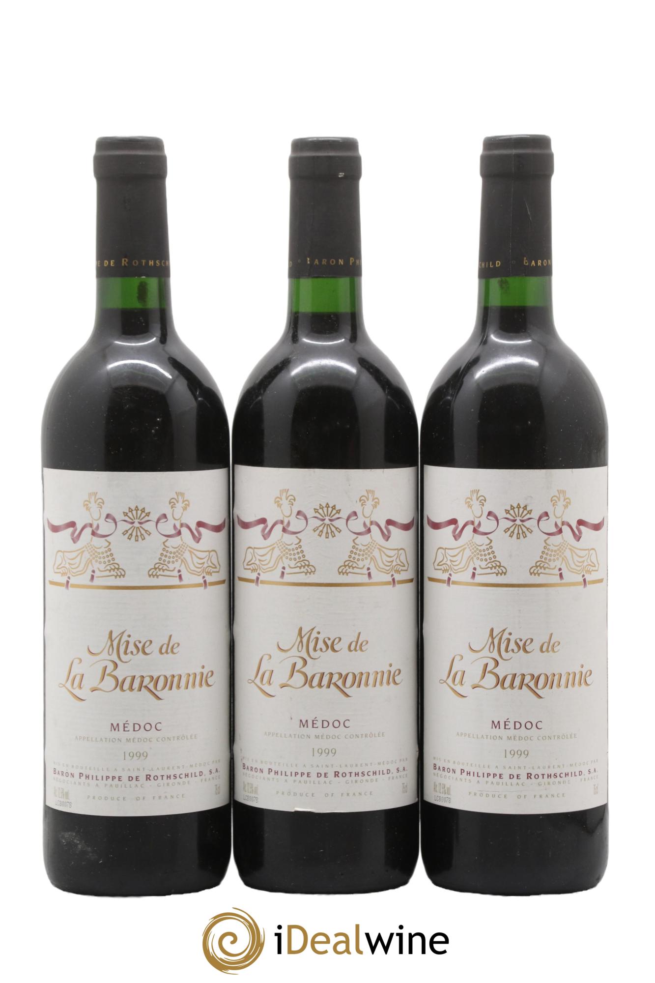 Médoc Mise de la Baronnie Baron Philippe de Rothschild 1999 - Lot de 3 bouteilles - 0