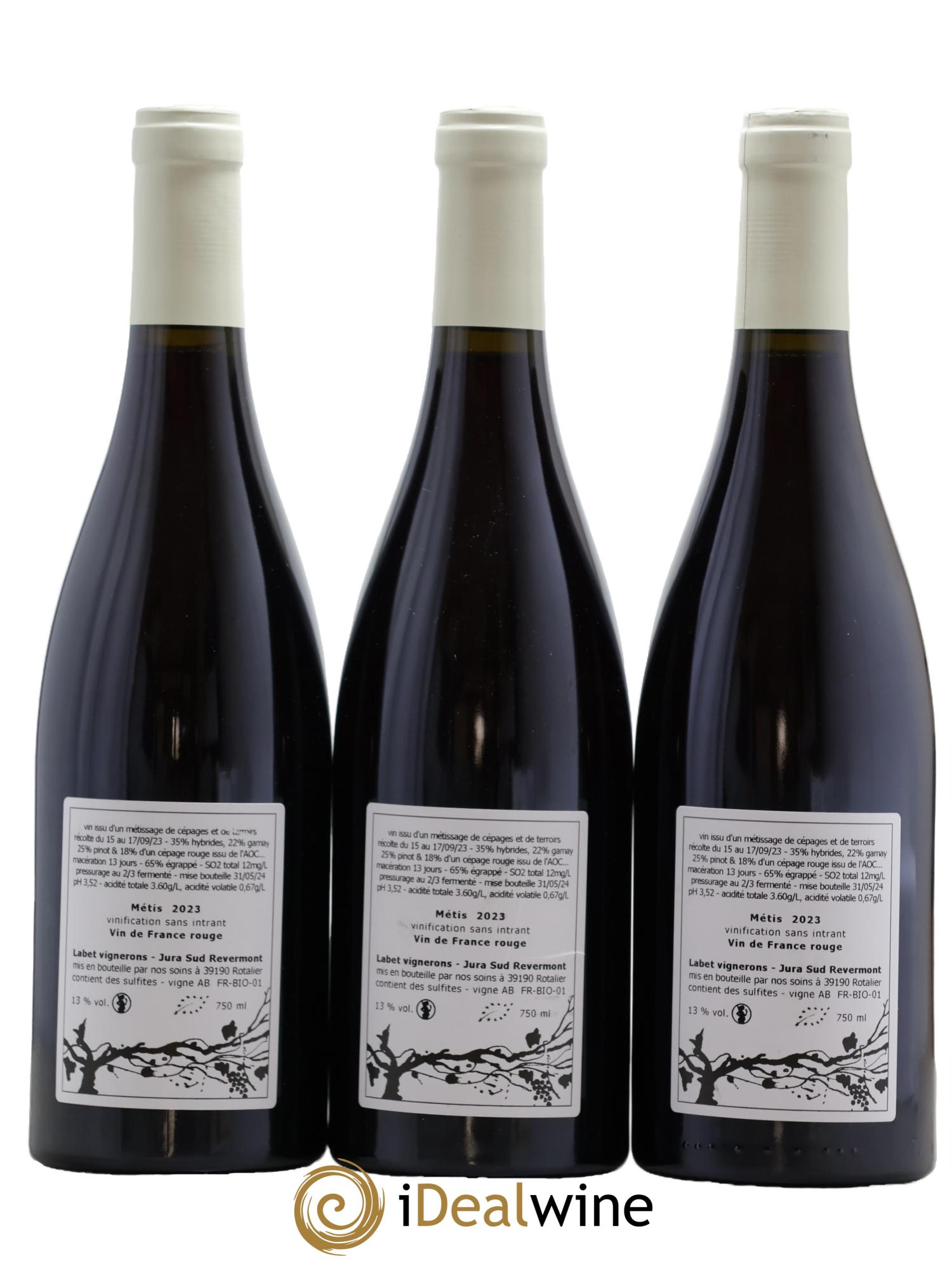Vin de France Métis Romain - Julien - Charline Labet 2023 - Lot de 3 bouteilles - 1
