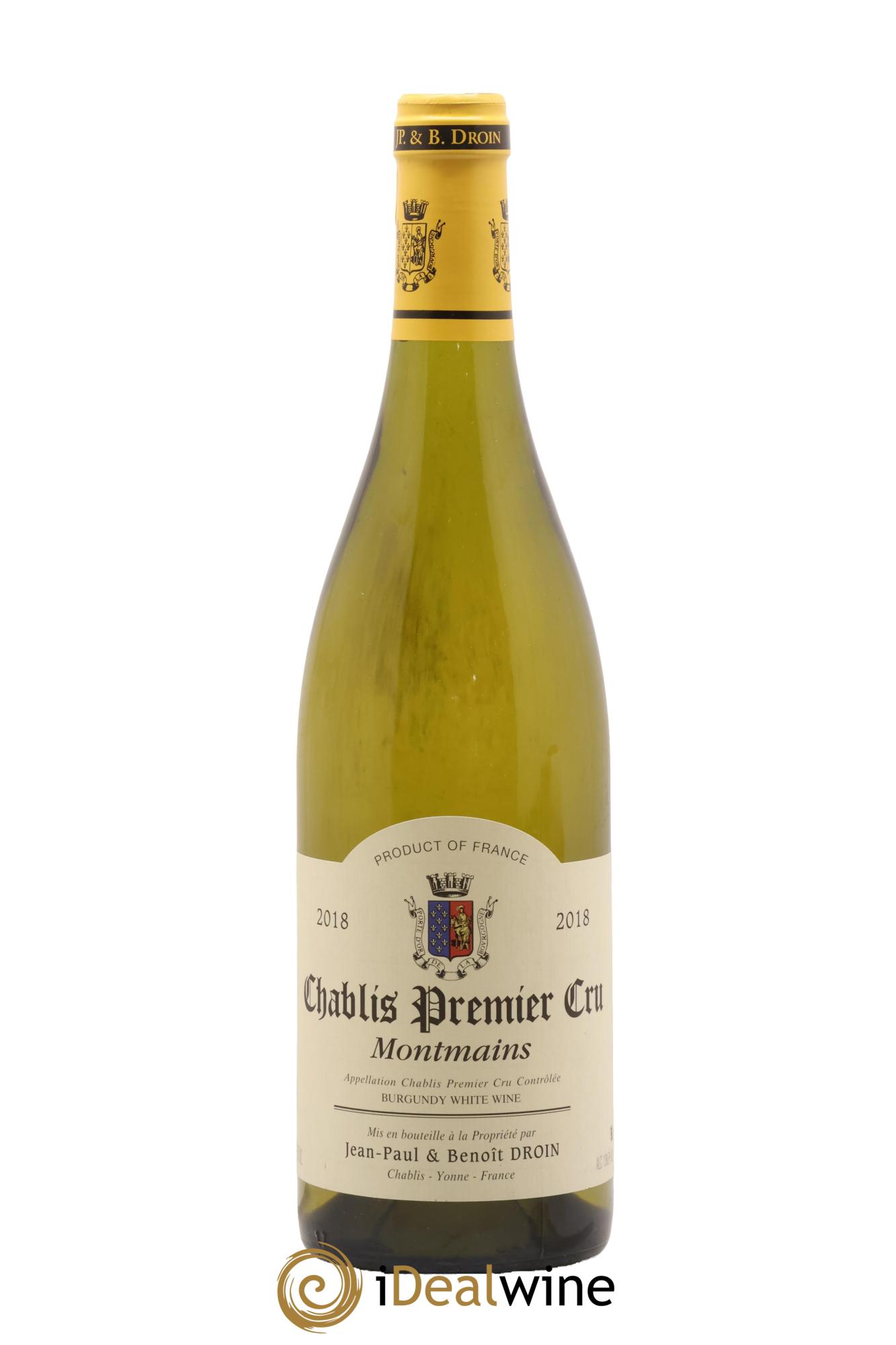 Chablis 1er Cru Montmains Jean-Paul & Benoît Droin (Domaine) 2018 - Lot de 1 bouteille - 0