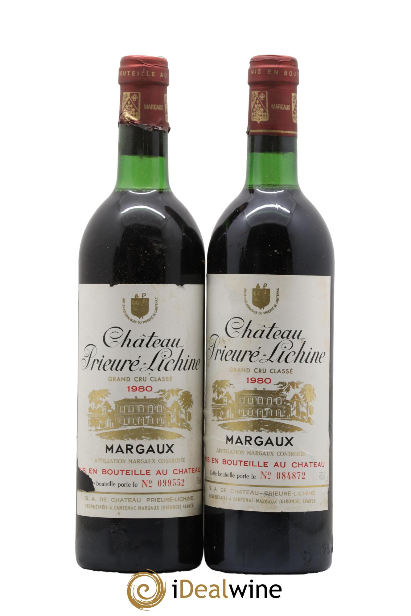 Château Prieuré Lichine 4ème Grand Cru Classé 1980 - Lot de 2 bouteilles - 0