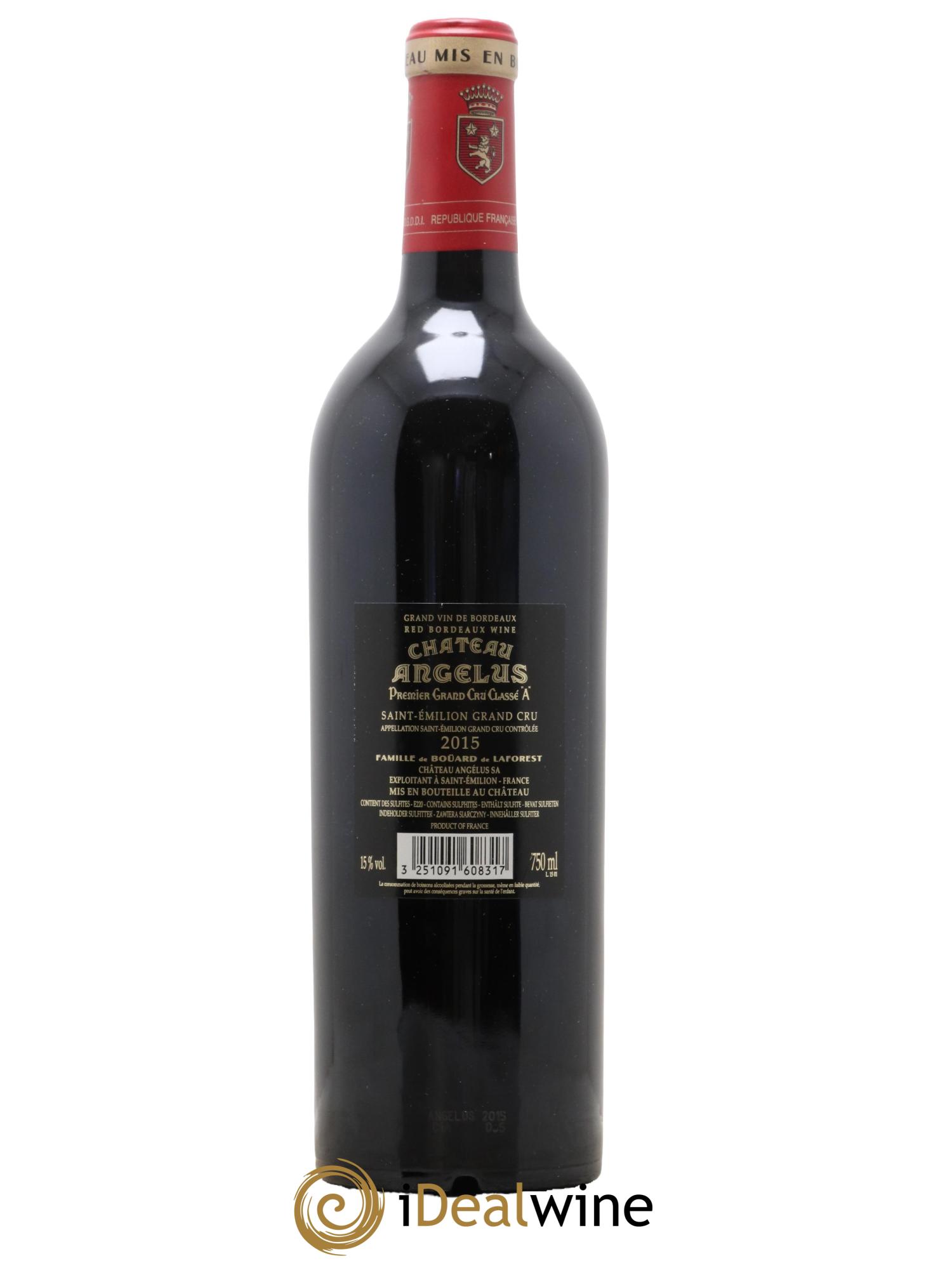 Château Angélus 1er Grand Cru Classé A 2015 - Lot de 1 bouteille - 1