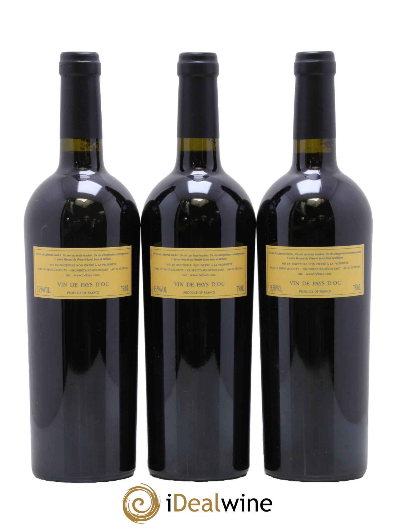 Languedoc L'Autre Versant Bébian Le Brun-Lecouty 2000 - Lot of 3 bottles - 1