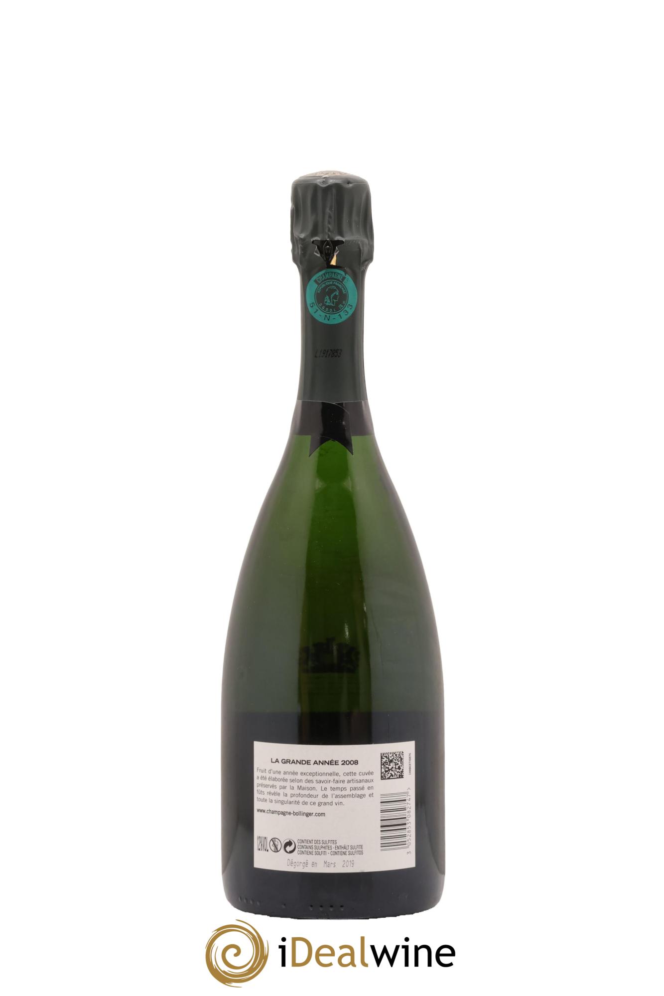 La Grande Année Brut Bollinger 2008 - Lote de 1 botella - 2