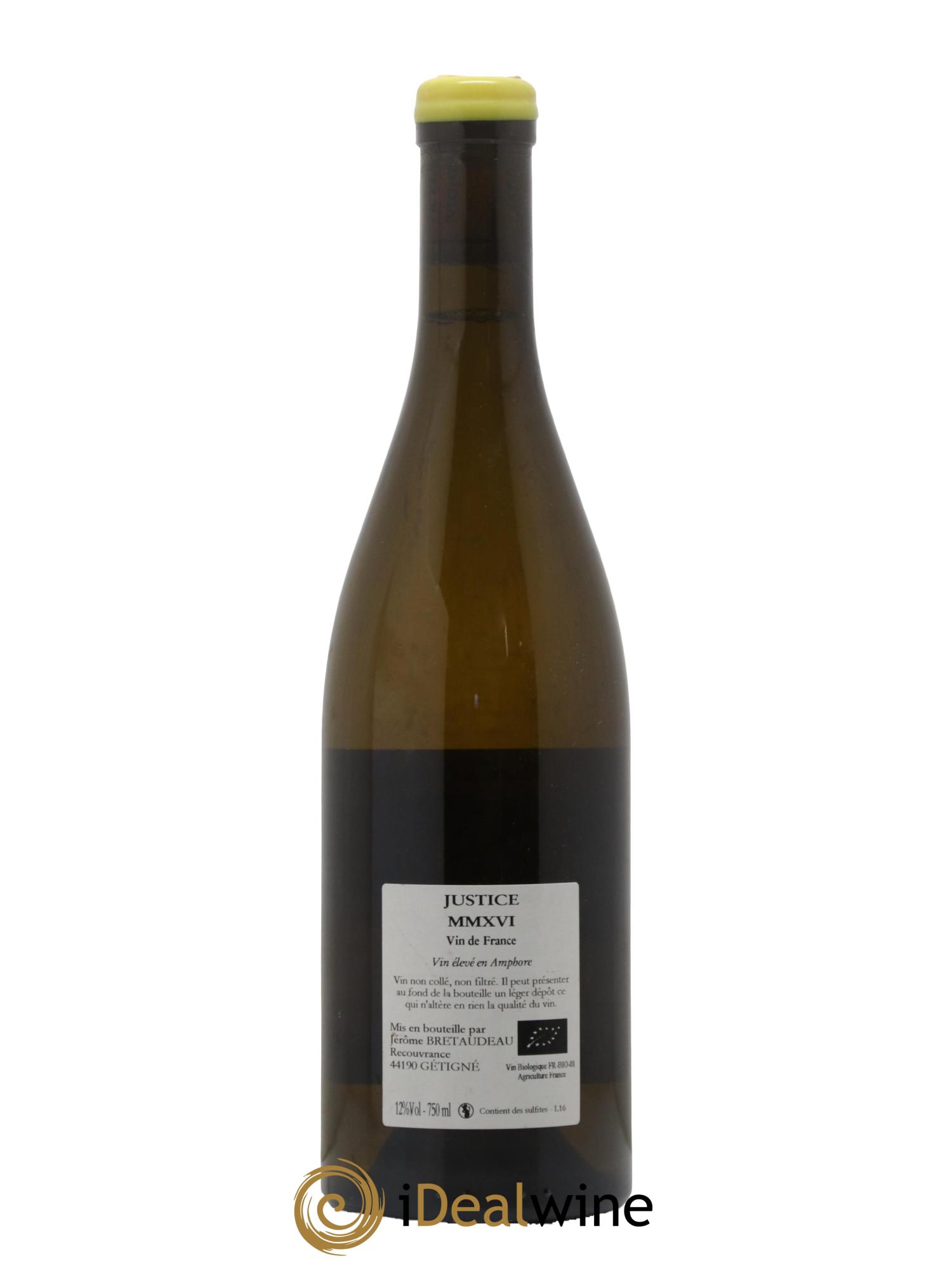 Vin de France La Justice Jérôme Bretaudeau - Domaine de Bellevue 2016 - Lot de 1 bouteille - 1