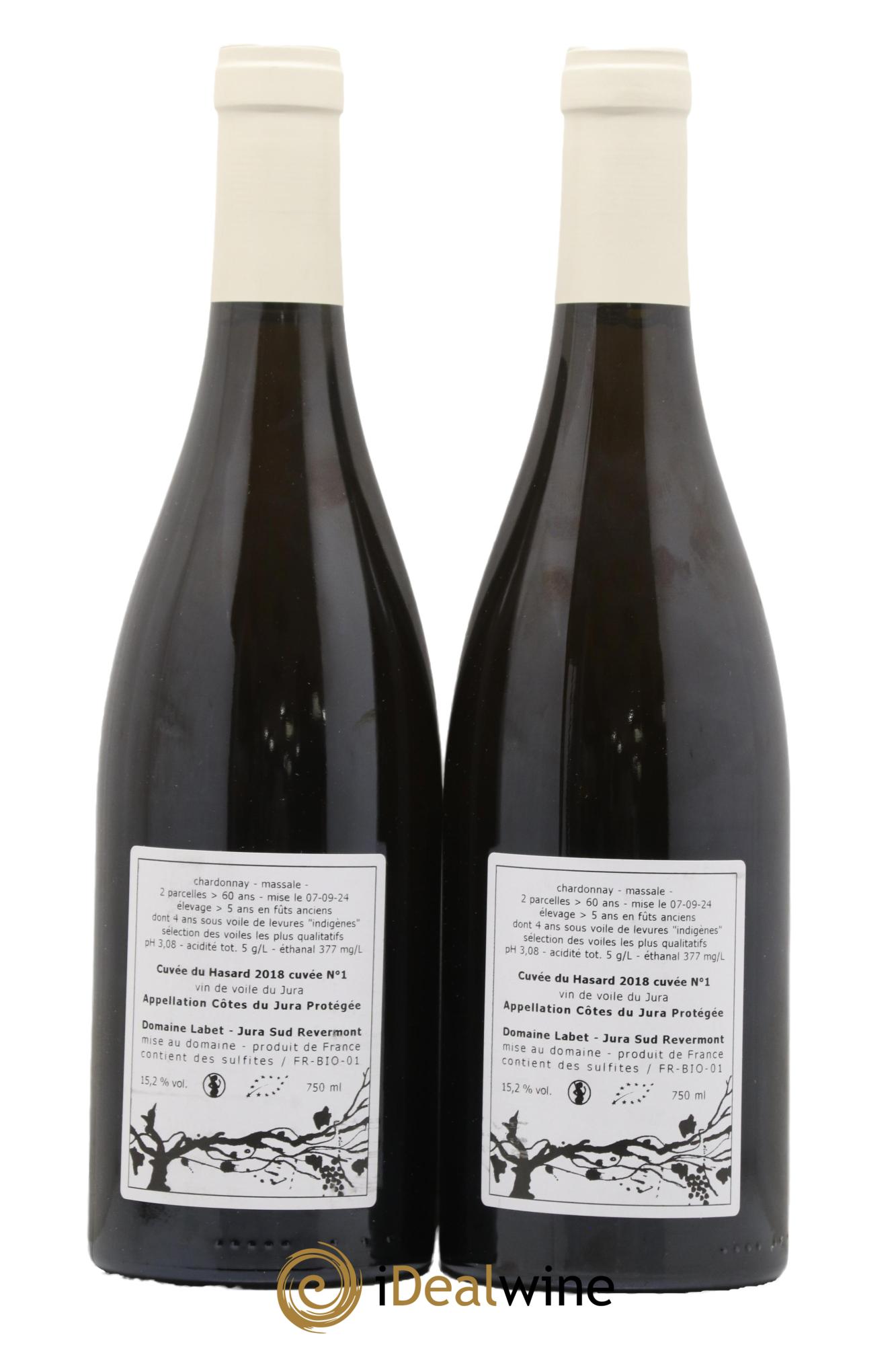 Côtes du Jura Vin de voile Chardonnay du Hasard Romain - Julien - Charline Labet 2018 - Lot de 2 bouteilles - 1