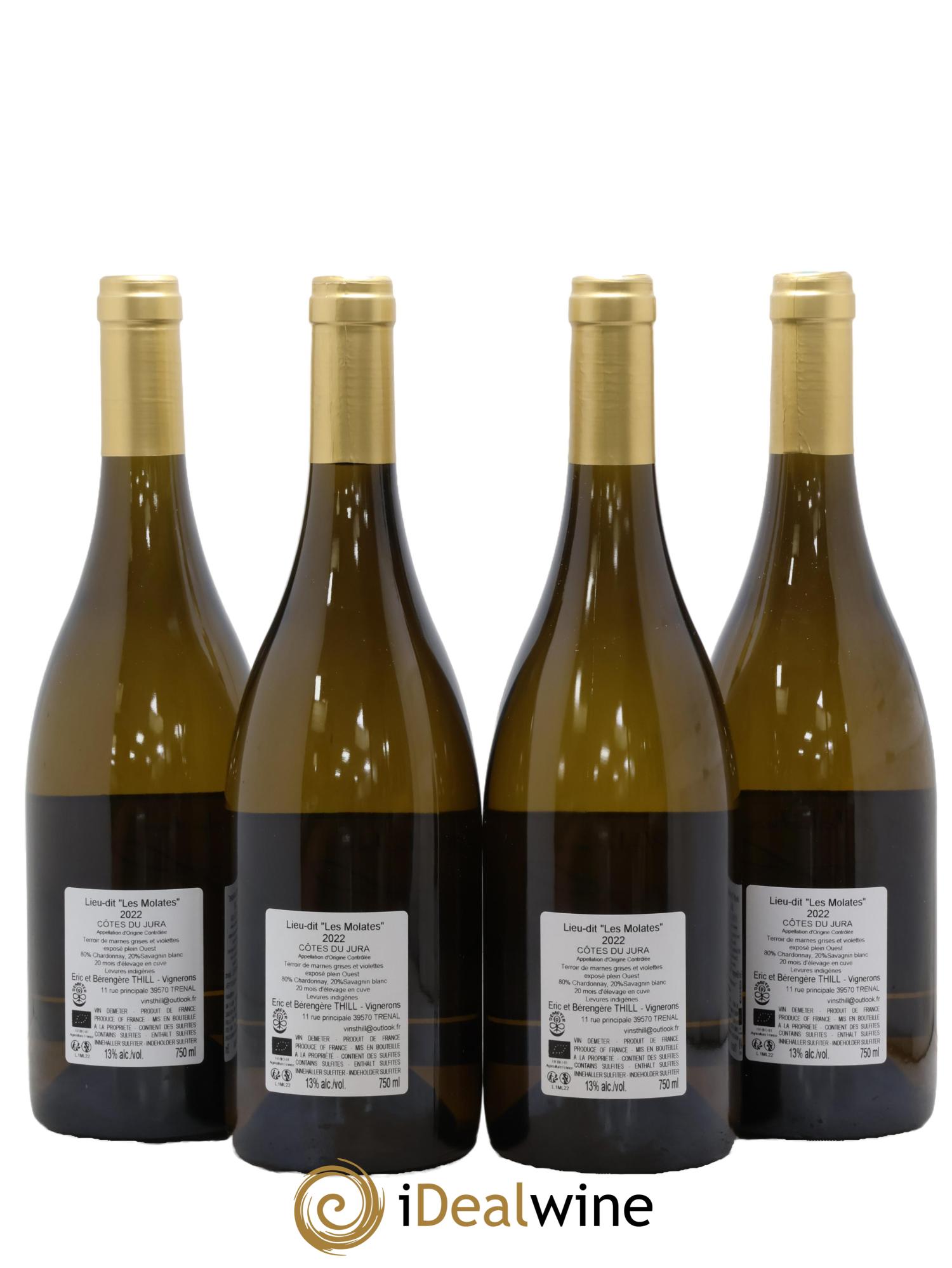 Côtes du Jura Chardonnay-Savagnin Molates Eric et Bérangère Thill 2022 - Lot de 4 bouteilles - 1