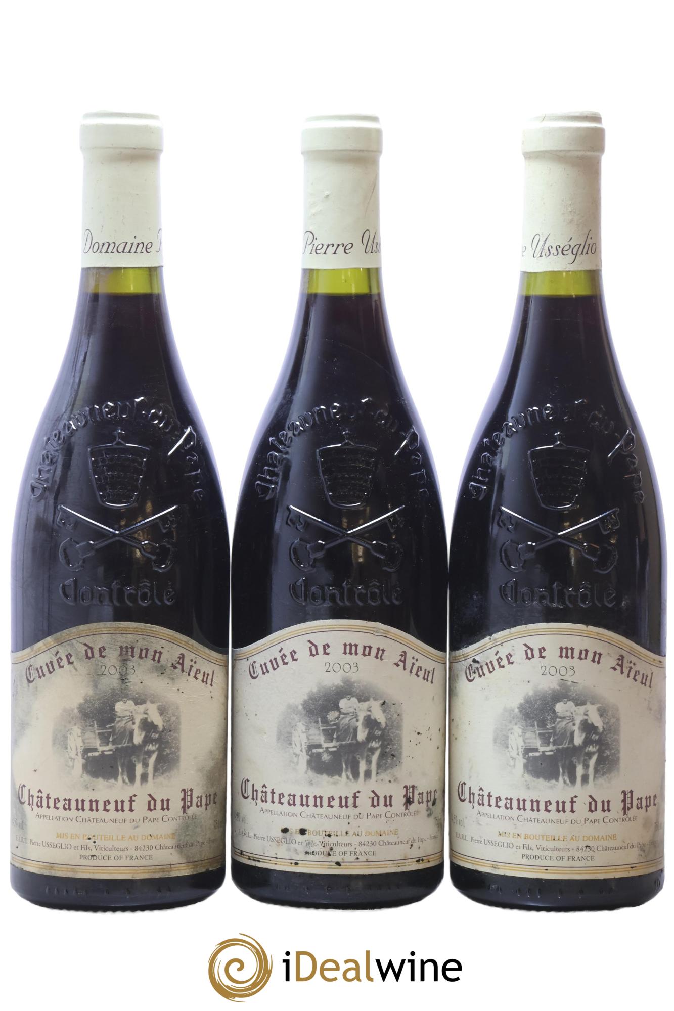Châteauneuf-du-Pape Cuvée de mon Aïeul Pierre Usseglio & Fils 2003 - Lot of 3 bottles - 0