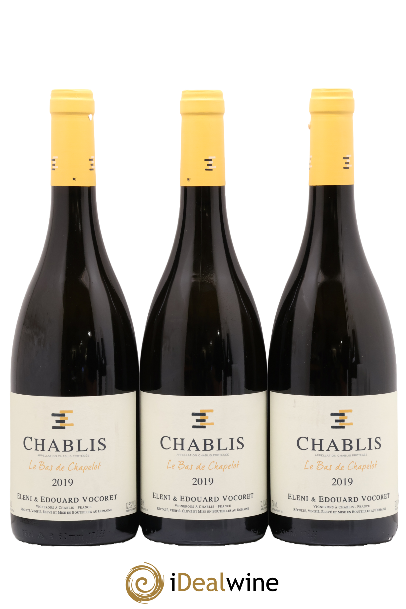 Chablis Le Bas de Chapelot Vocoret & Fils 2019 - Posten von 3 Flaschen - 0
