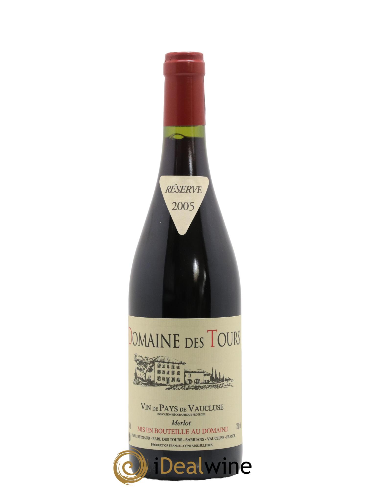 IGP Pays du Vaucluse (Vin de Pays du Vaucluse) Domaine des Tours Merlot Emmanuel Reynaud 2005 - Lot de 1 bouteille - 0