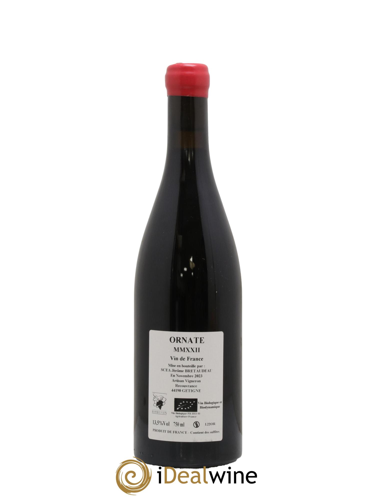 Vin de France Merlot Ornaté Jérôme Bretaudeau - Domaine de Bellevue 2022 - Lot de 1 bouteille - 1