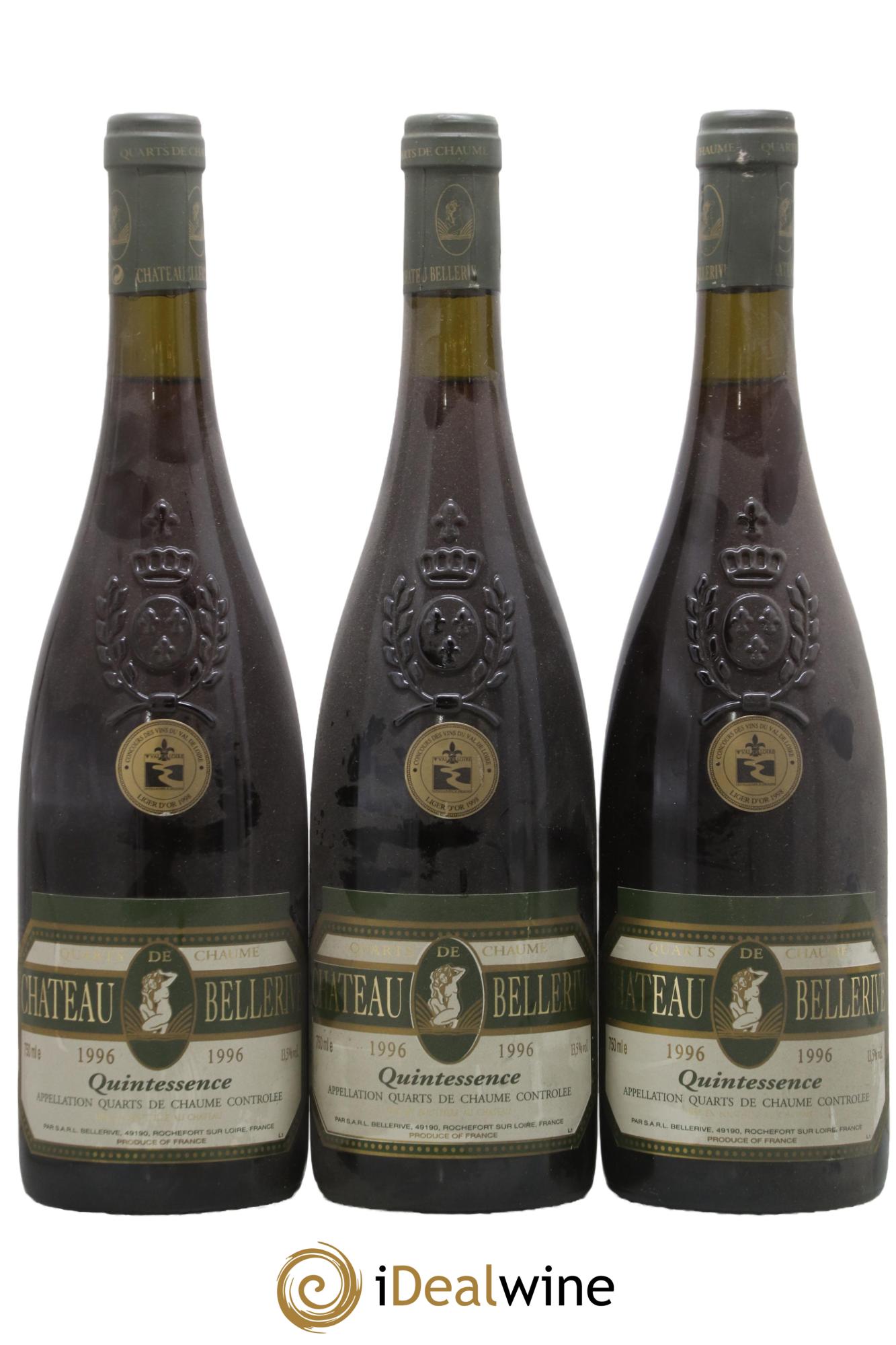 Quarts de Chaume Cuvée Quintessence Château de Bellerive 1996 - Posten von 3 Flaschen - 0