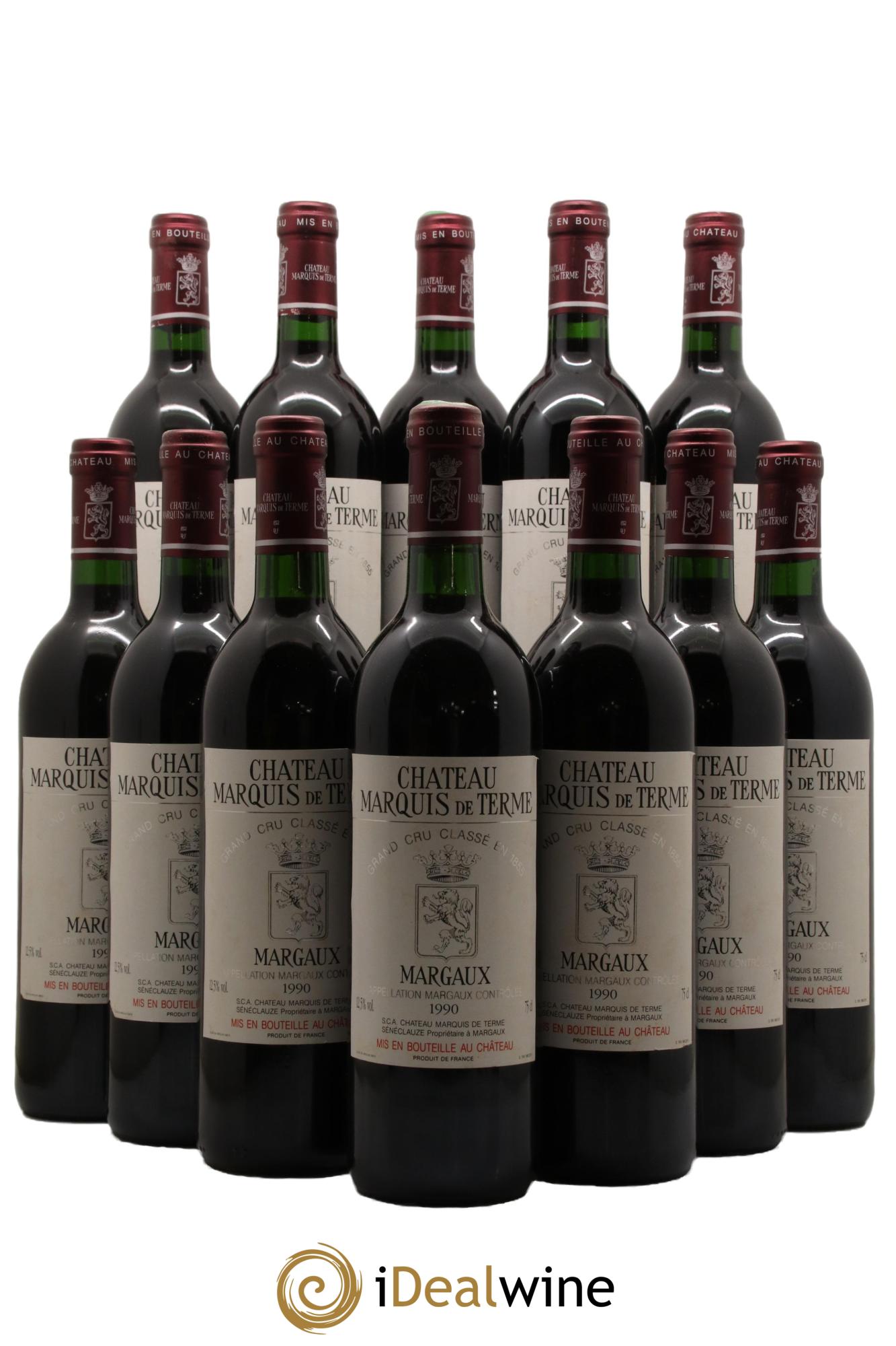 Château Marquis de Terme 4ème Grand Cru Classé 1990 - Lot de 12 bouteilles - 0
