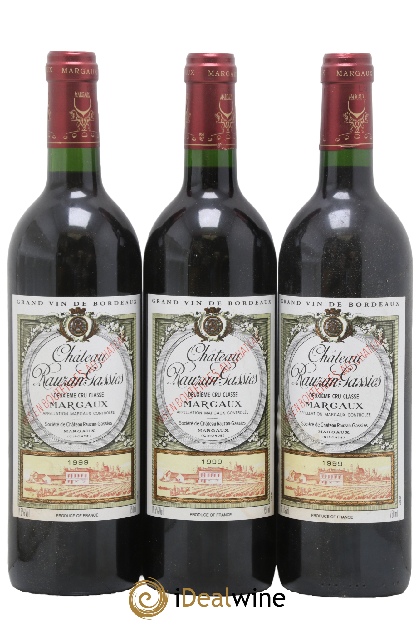 Château Rauzan-Gassies 2ème Grand Cru Classé 1999 - Lot of 3 bottles - 0
