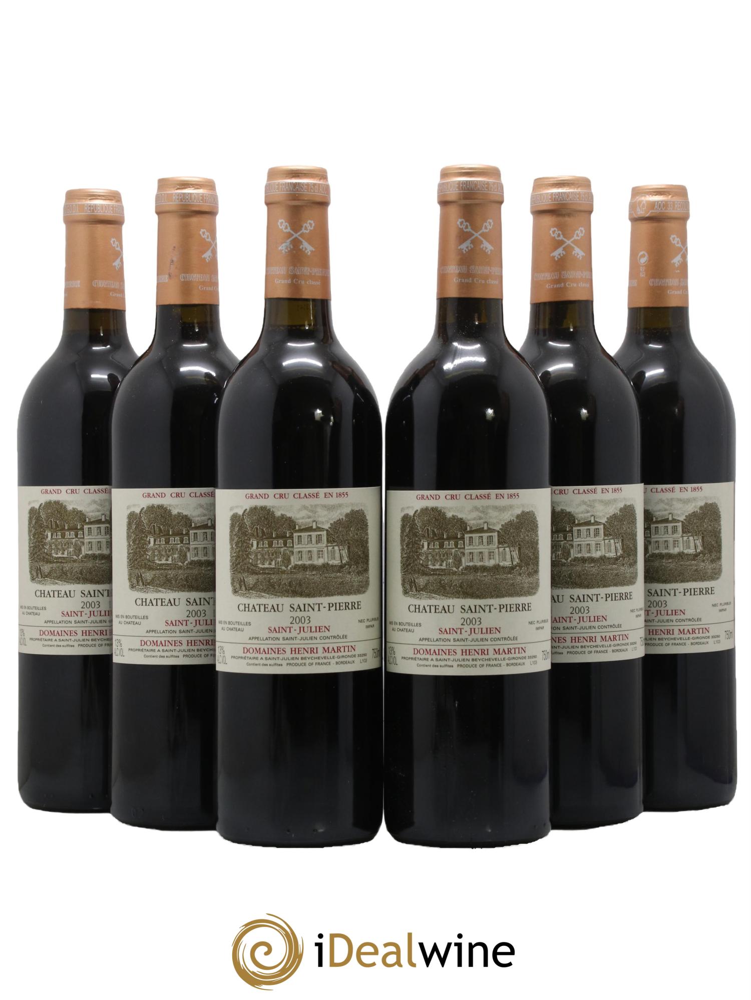 Château Saint-Pierre 4ème Grand Cru Classé 2003 - Lot de 6 bouteilles - 0