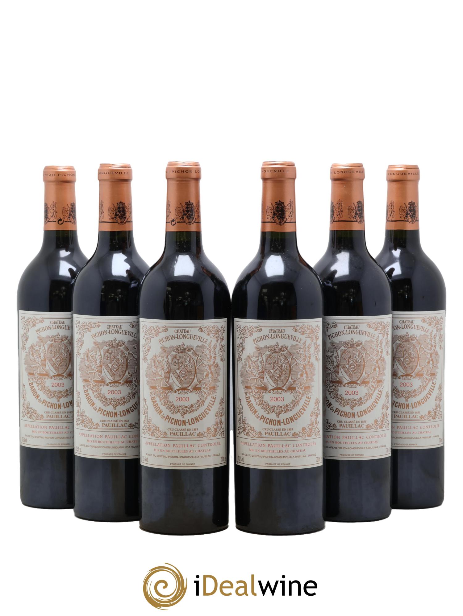 Pichon Longueville Baron 2ème Grand Cru Classé 2003 - Lot de 6 bouteilles - 0