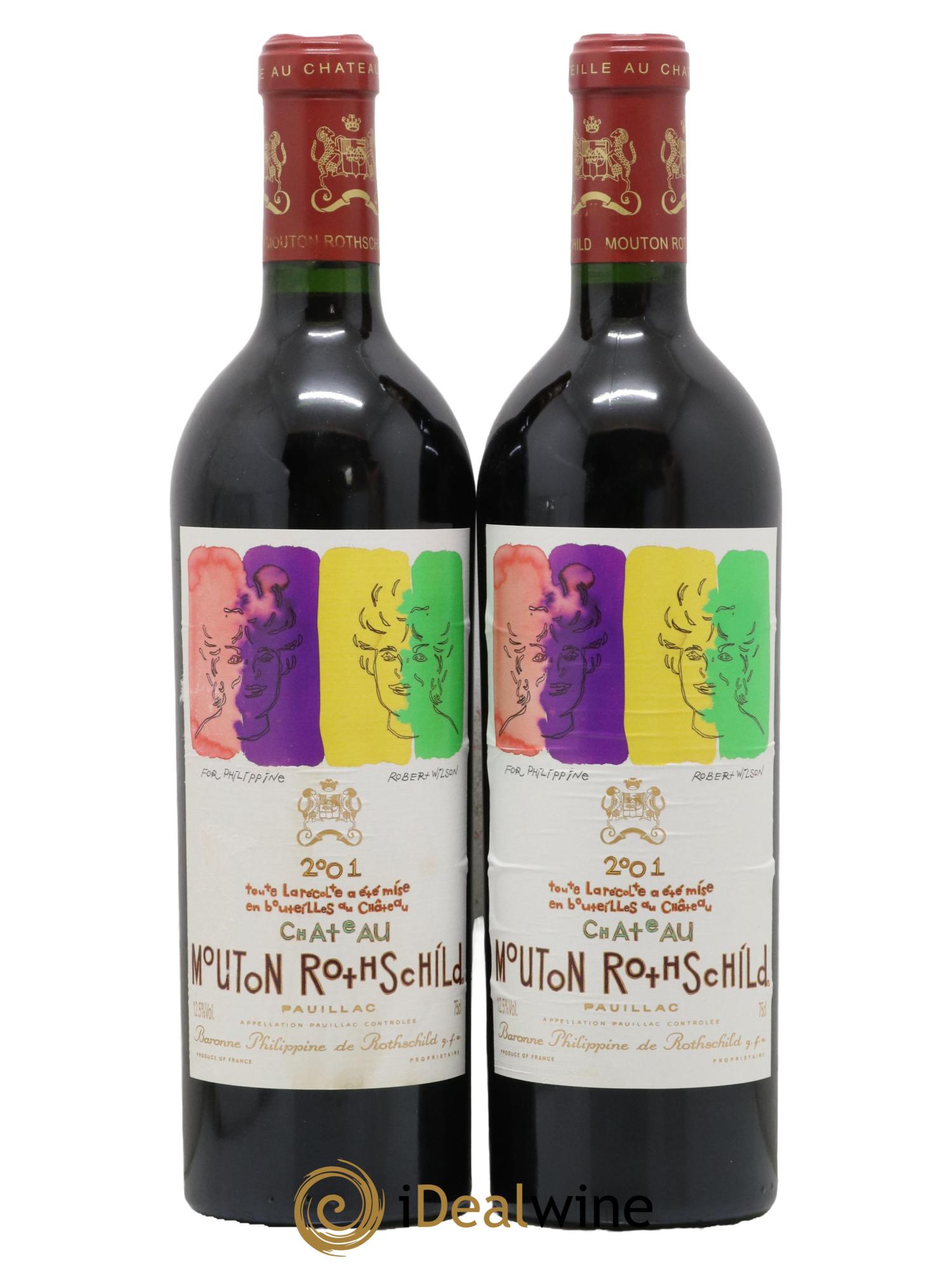 Château Mouton Rothschild 1er Grand Cru Classé 2001 - Lot de 2 bouteilles - 0