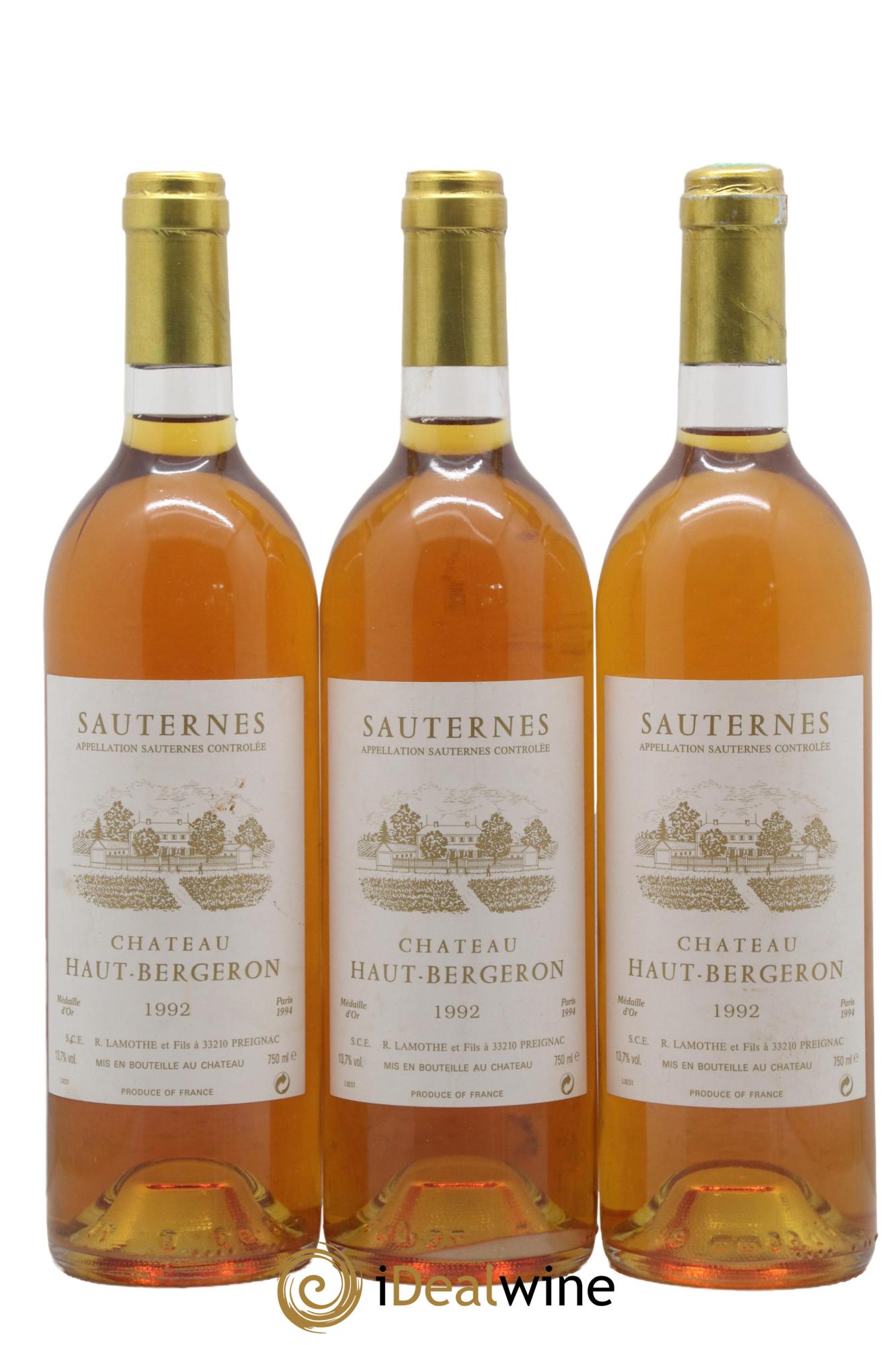 Château Haut-Bergeron 1992 - Posten von 3 Flaschen - 0