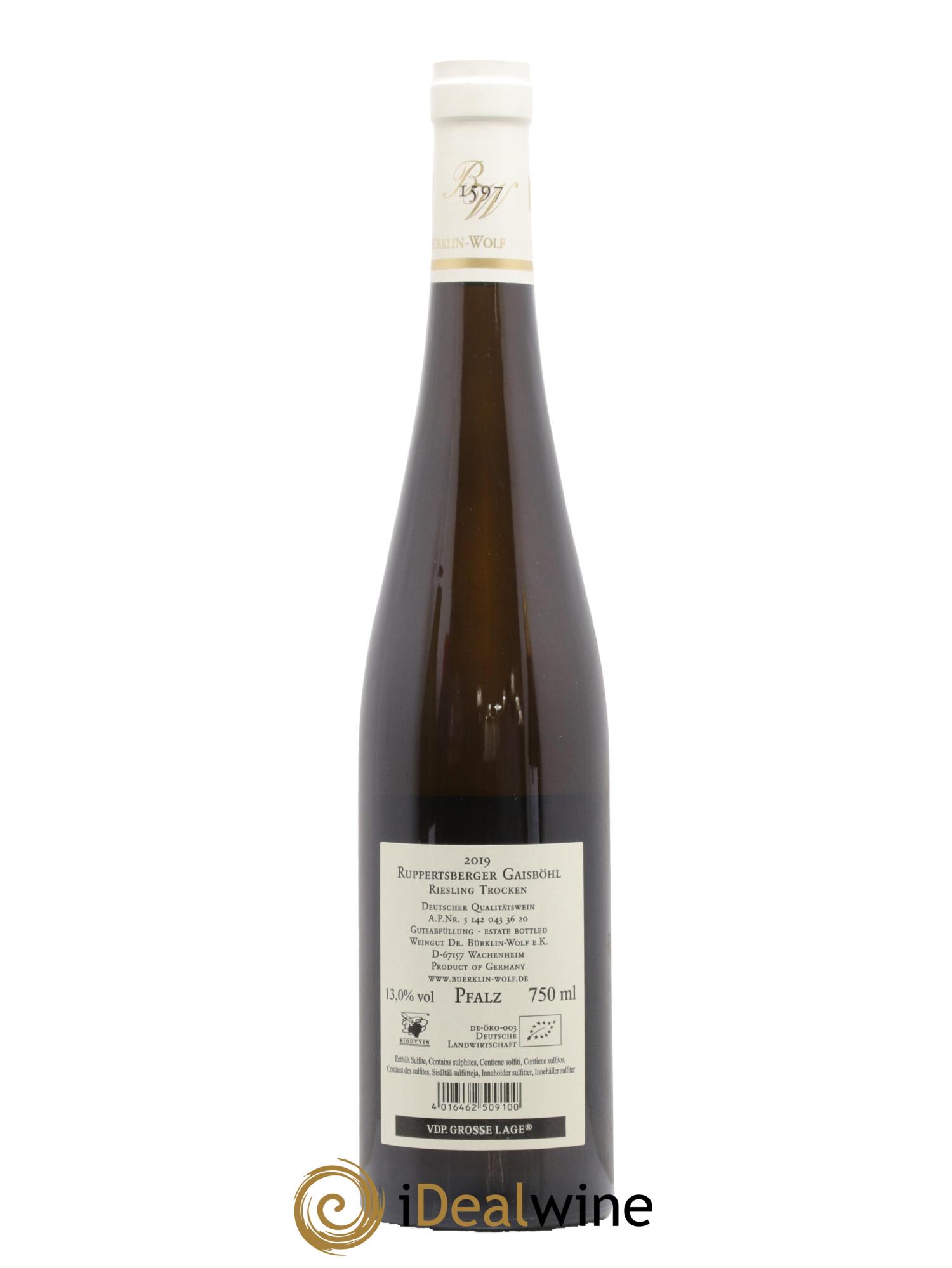 Allemagne Pfalz Ruppertsberger Gaisböhl Riesling Weiss Dr. Bürklin-Wolf 2019 - Posten von 1 Flasche - 1