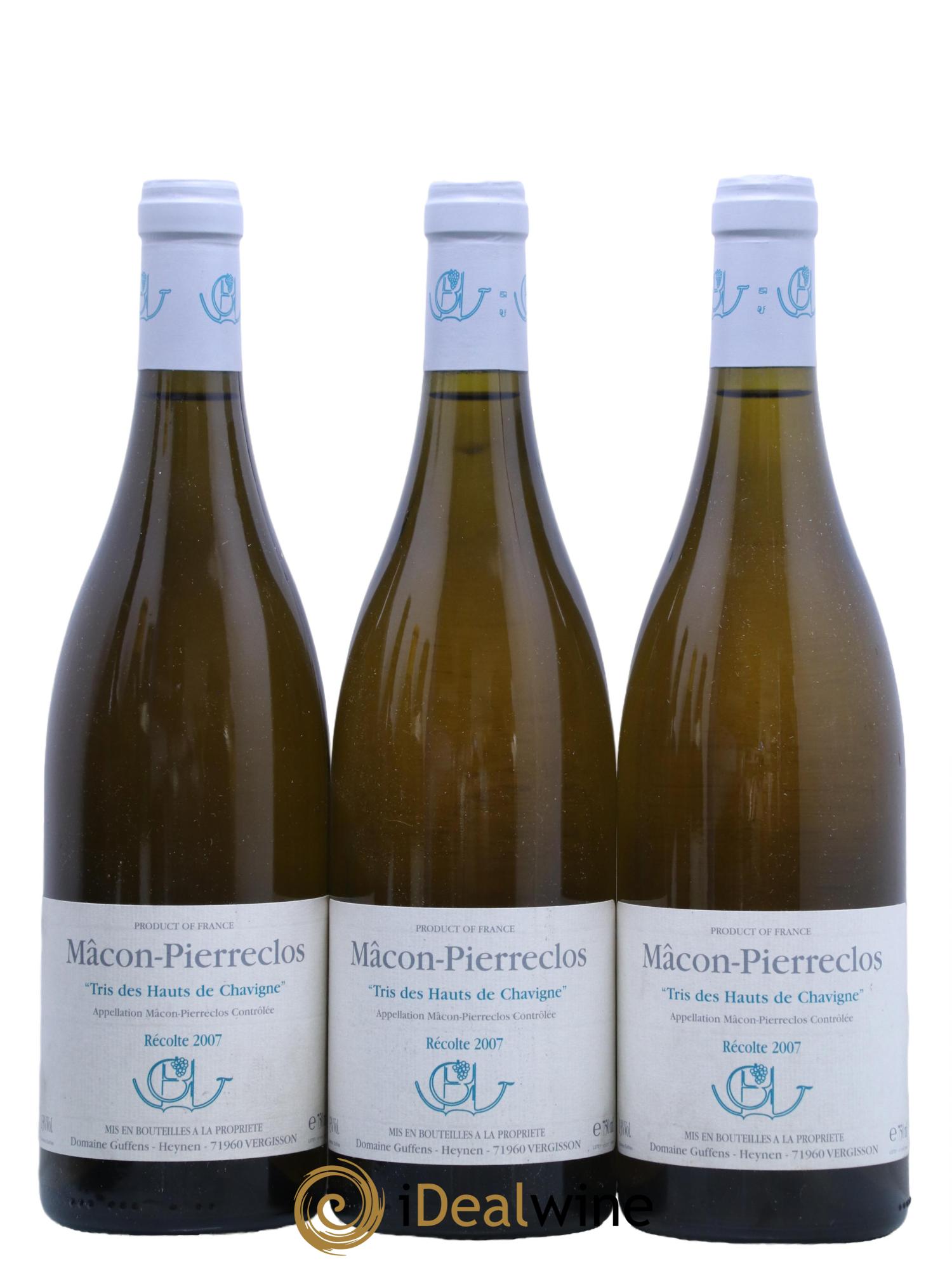 Mâcon-Pierreclos Tris des Hauts de Chavigne Guffens-Heynen 2007 - Lot of 3 bottles - 0