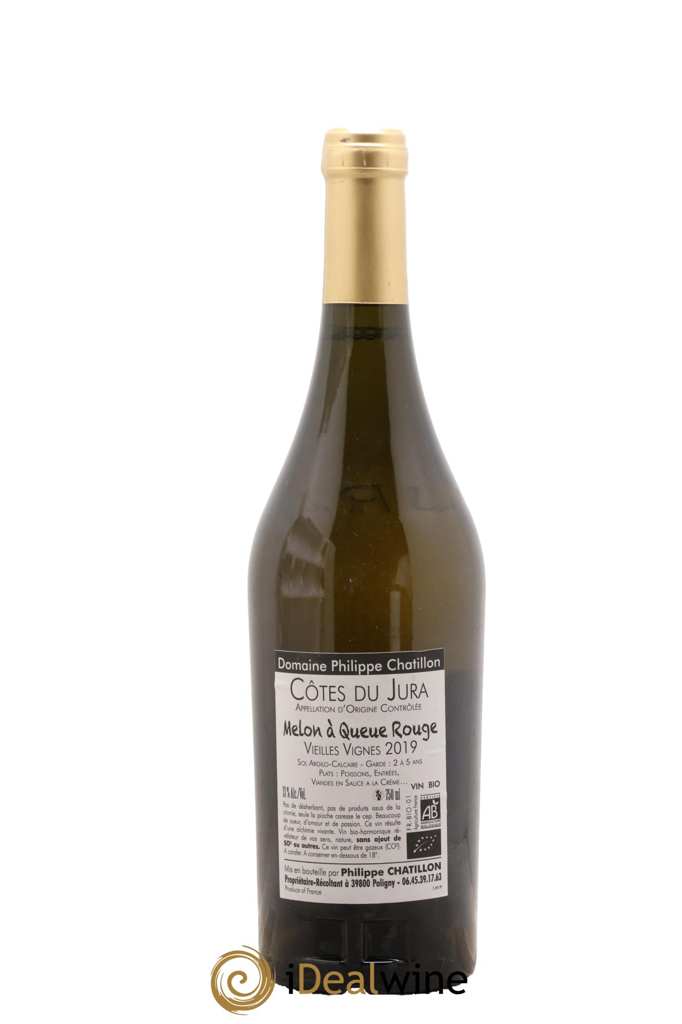 Côtes du Jura Melon à Queue Rouge vieilles vignes Philippe Chatillon 2019 - Lot de 1 bouteille - 1