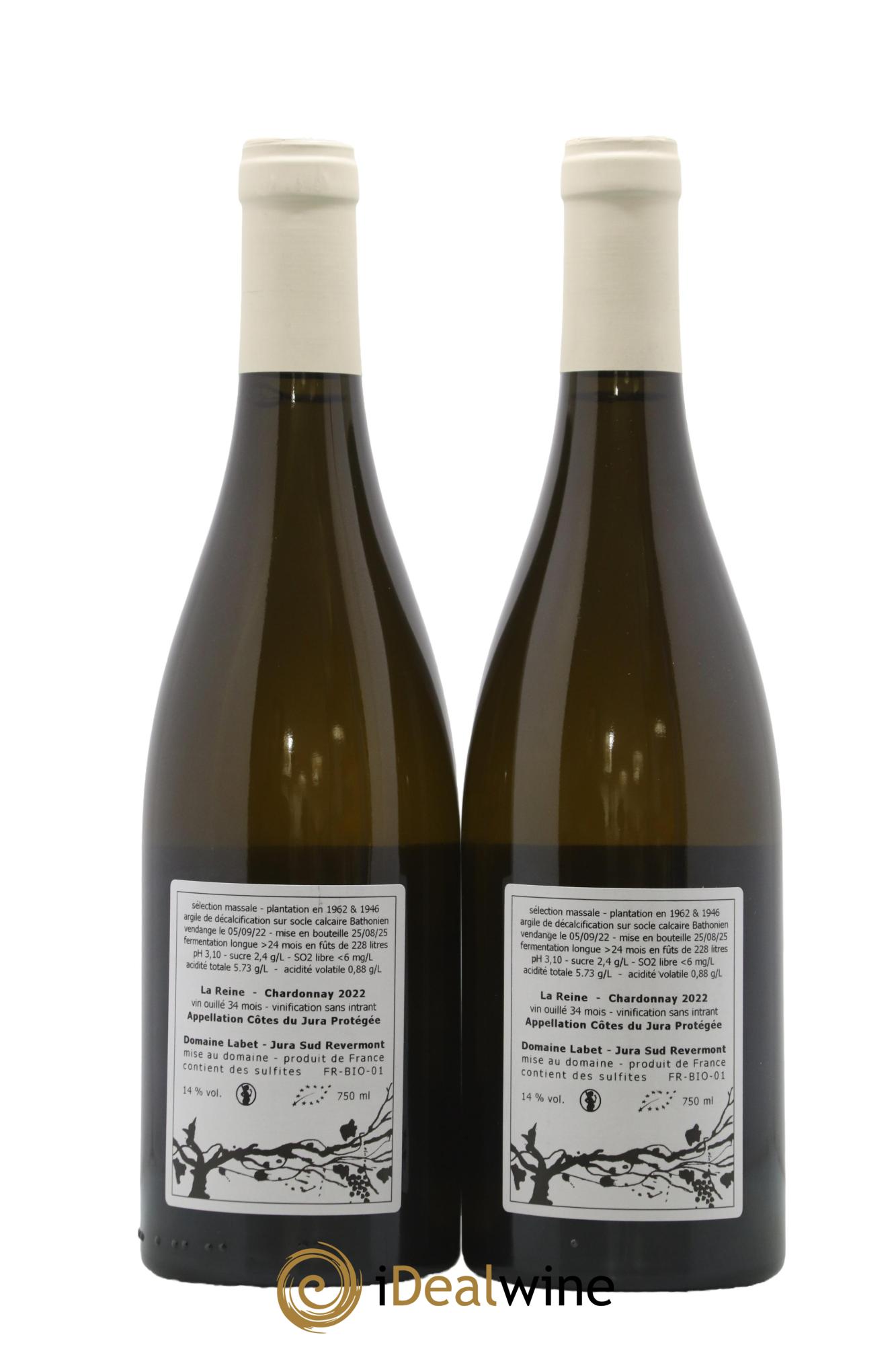 Côtes du Jura Chardonnay La Reine Romain - Julien  - Charline Labet 2022 - Lot de 2 bouteilles - 1