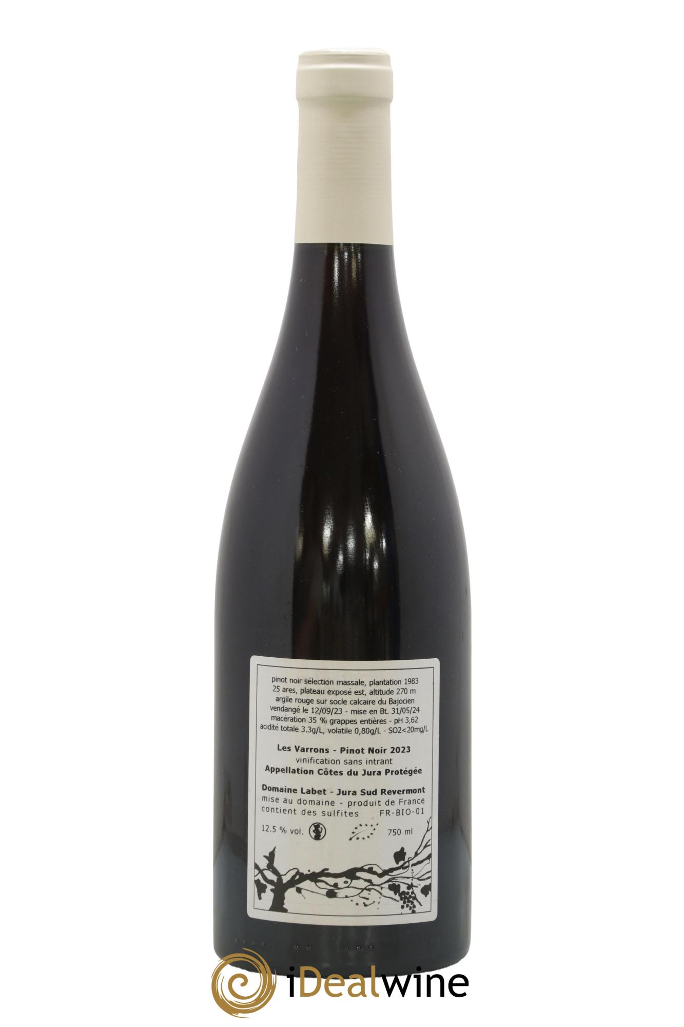 Côtes du Jura Pinot Noir Les Varrons Sélection Massale Romain - Julien - Charline Labet 2023 - Lot de 1 bouteille - 1