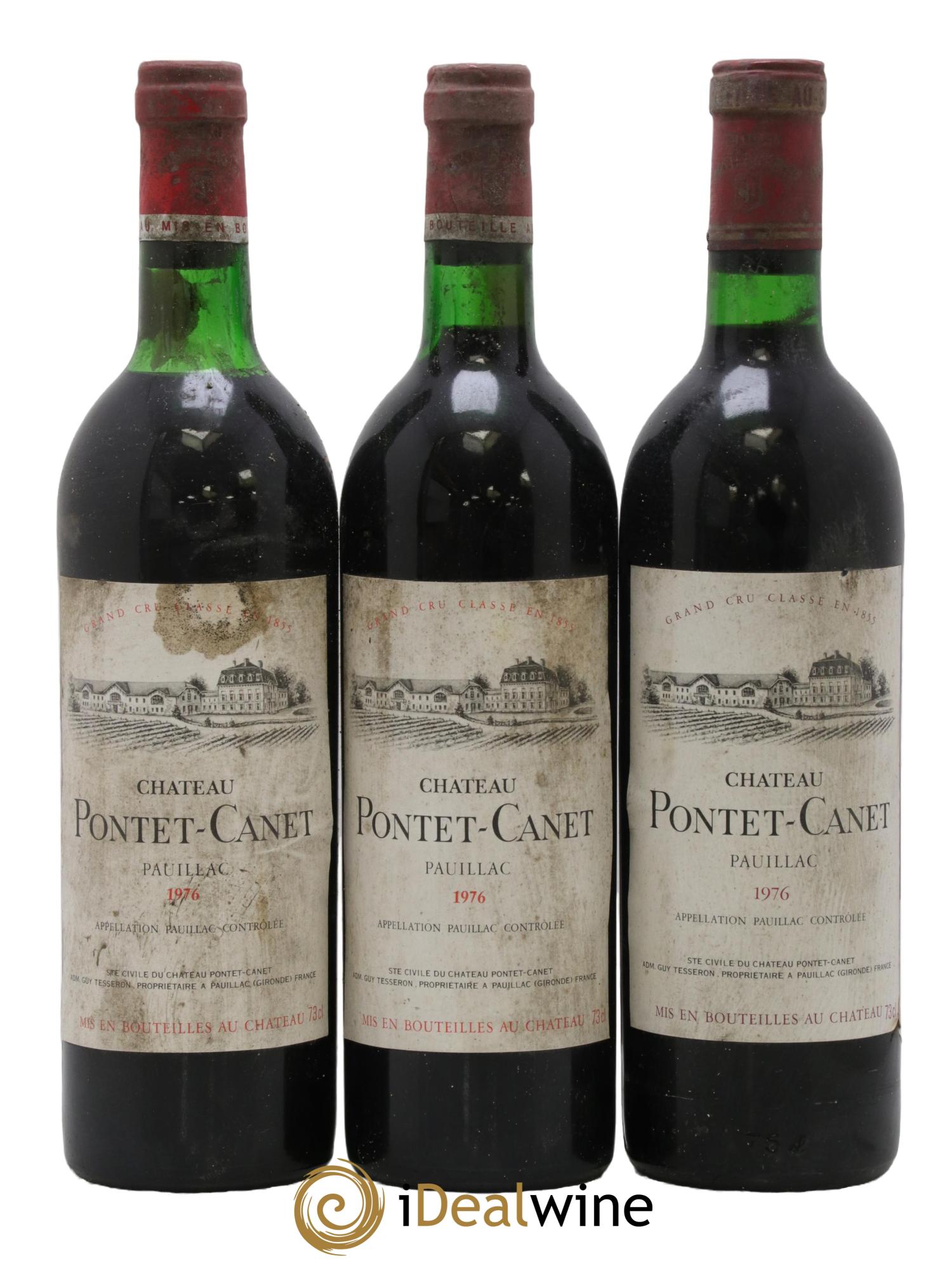 Château Pontet Canet 5ème Grand Cru Classé 1976 - Lot de 3 bouteilles - 0
