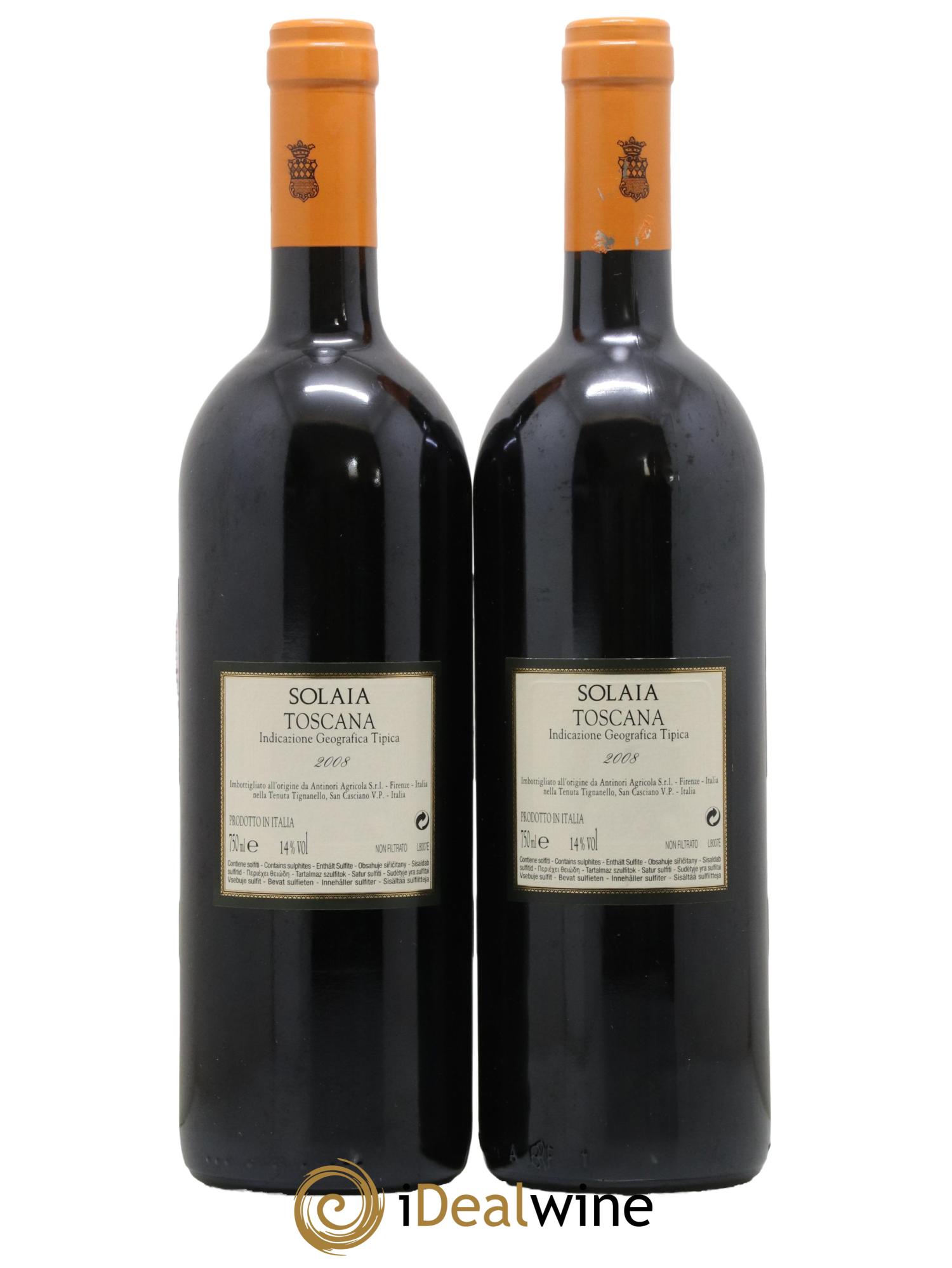 Toscana IGT Solaia Tenuta Tignanello - Marchesi Antinori 2008 - Lot de 2 bouteilles - 1