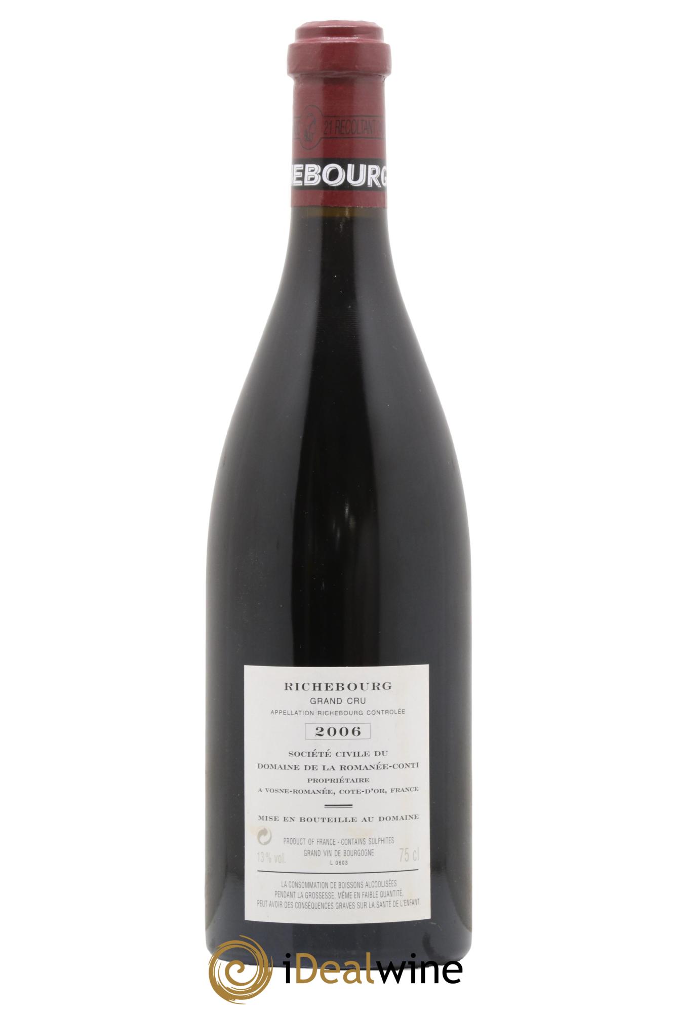 Richebourg Grand Cru Domaine de la Romanée-Conti 2006 - Lot de 1 bouteille - 1