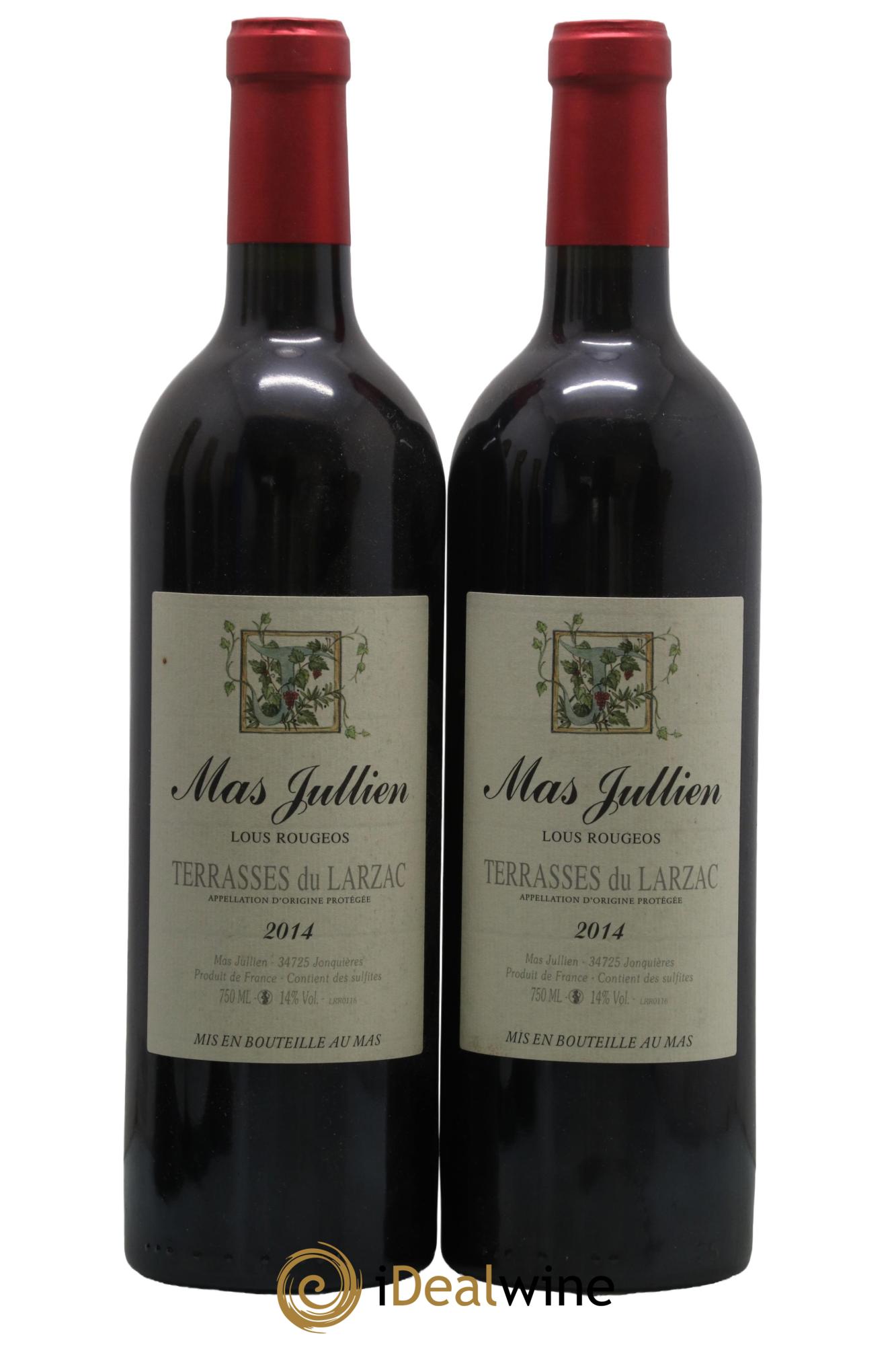 Terrasses du Larzac Mas Jullien Lous Rougeos Olivier Jullien 2014 - Posten von 2 Flaschen - 0