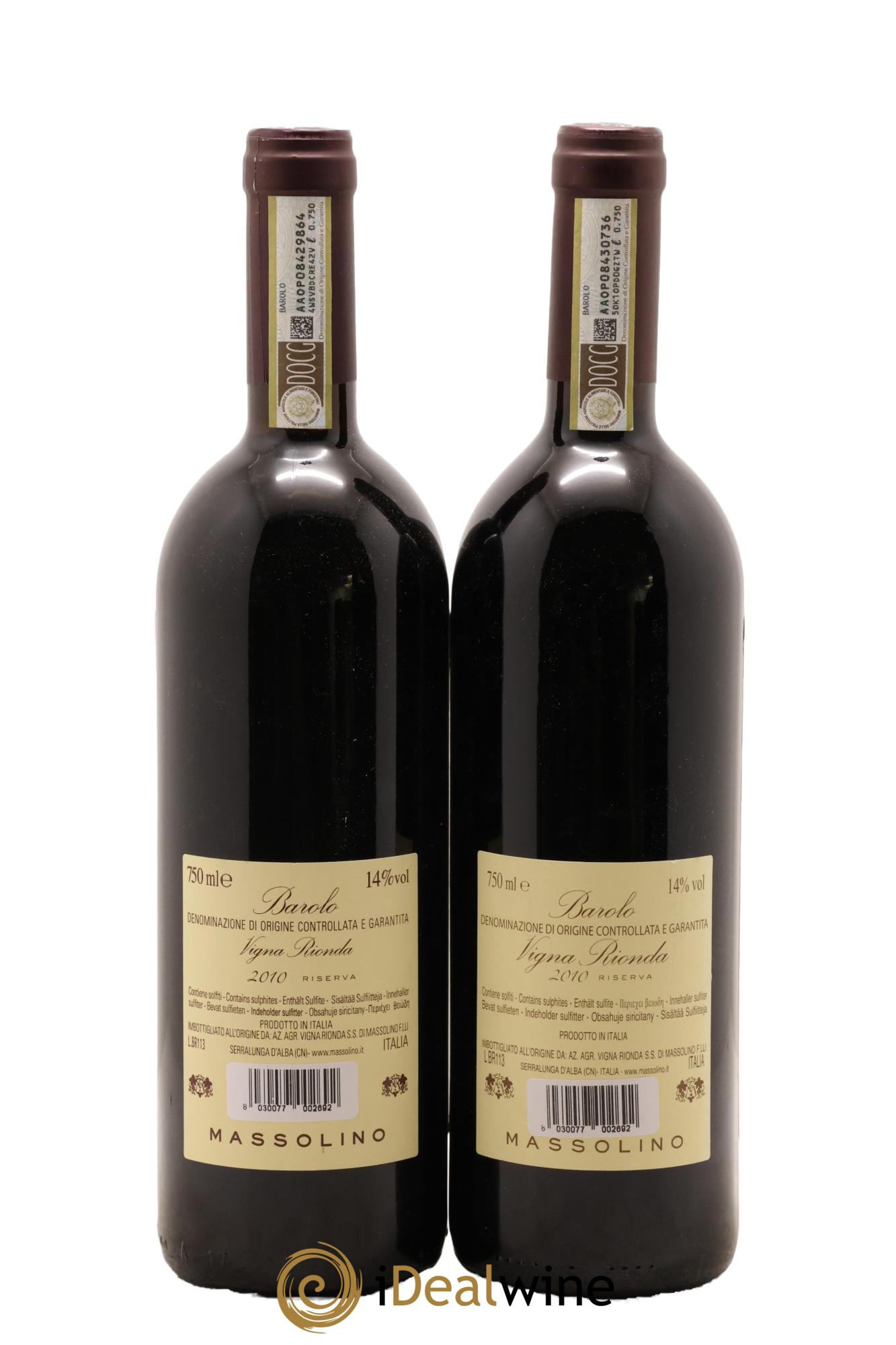 Barolo DOCG Riserva Vigna Rionda Massolino 2010 - Lot de 2 bouteilles - 1