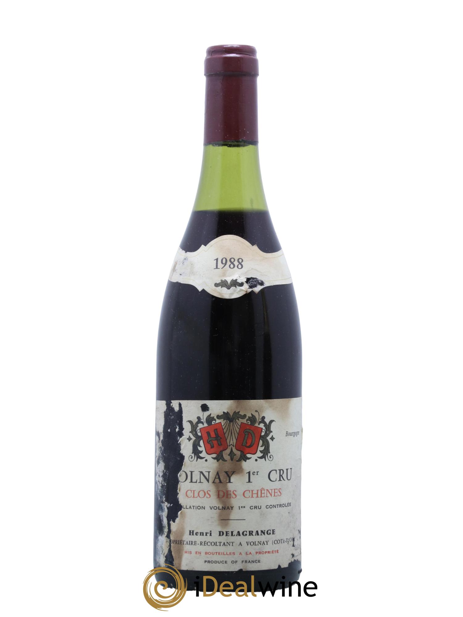Volnay 1er Cru Des Chenes Henri Delagrange 1988 - Lot de 1 bouteille - 0