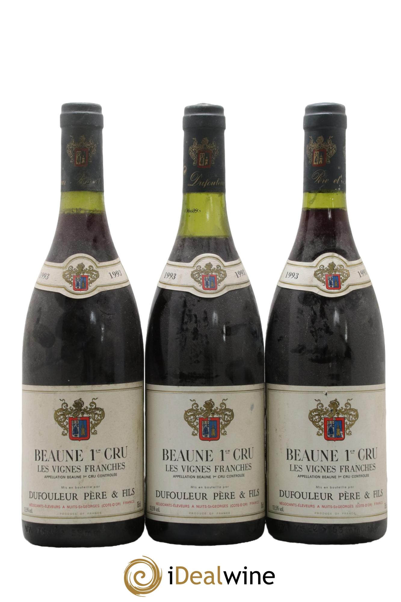 Beaune 1er Cru Les Vignes Franches Dufouleur Pere Et Fils 1993 - Lot de 3 bouteilles - 0