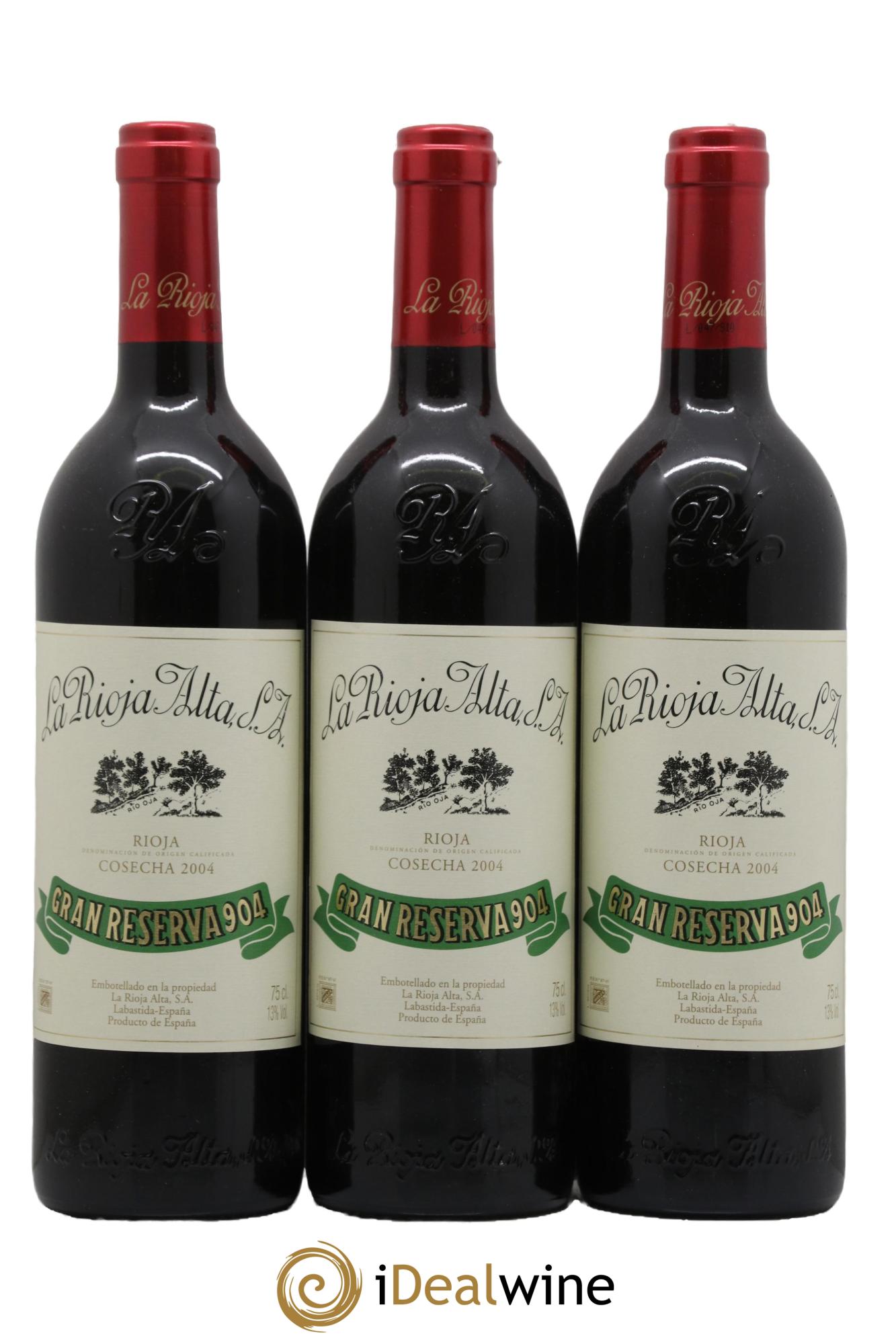 Rioja DOCa Gran Reserva 904 La Rioja Alta 2004 - Lot of 3 bottles - 0