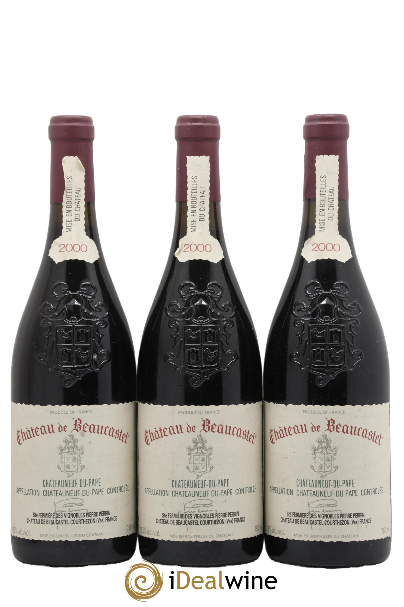 Châteauneuf-du-Pape Château de Beaucastel Famille Perrin 2000 - Lot de 3 bouteilles - 0